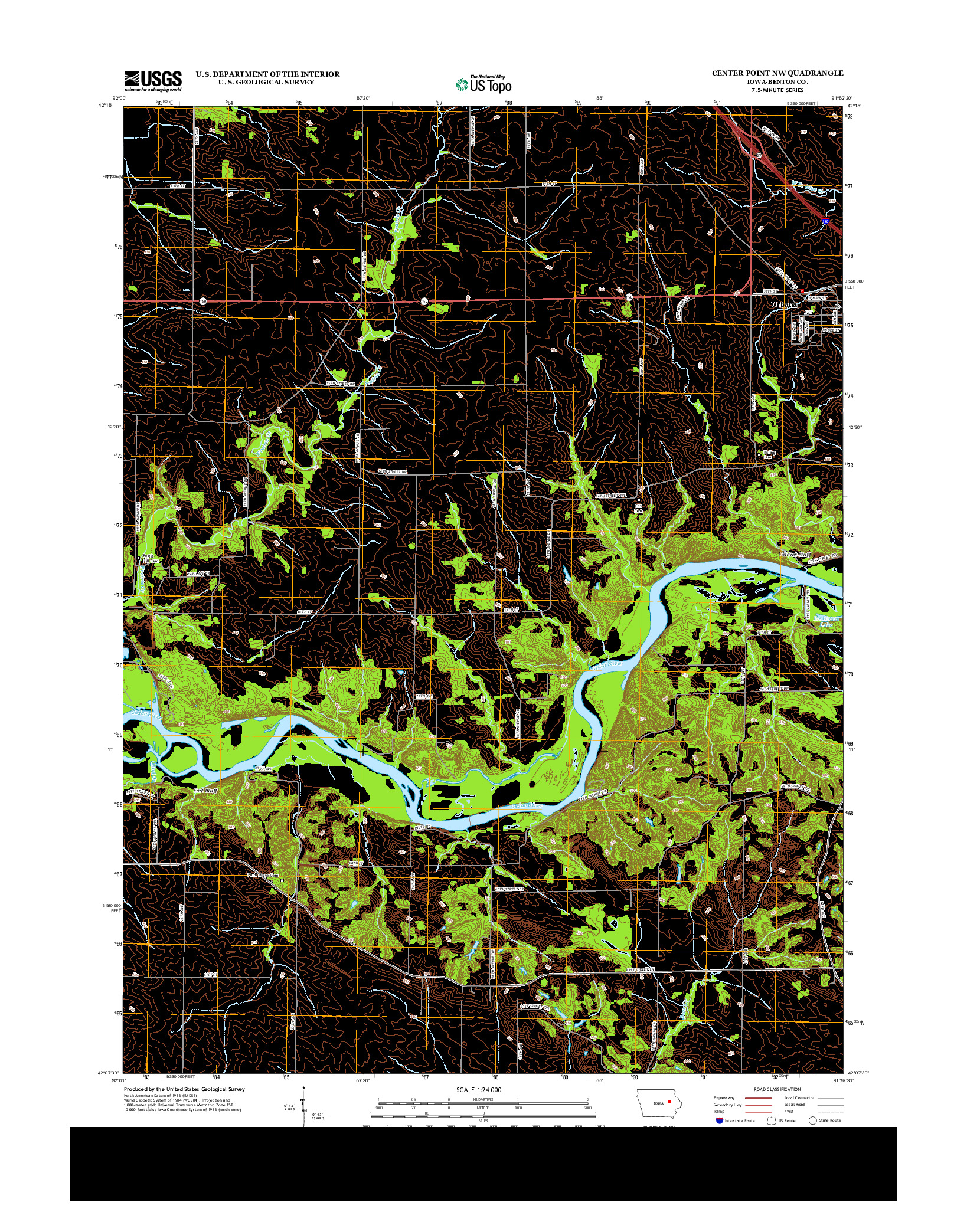 USGS US TOPO 7.5-MINUTE MAP FOR CENTER POINT NW, IA 2013