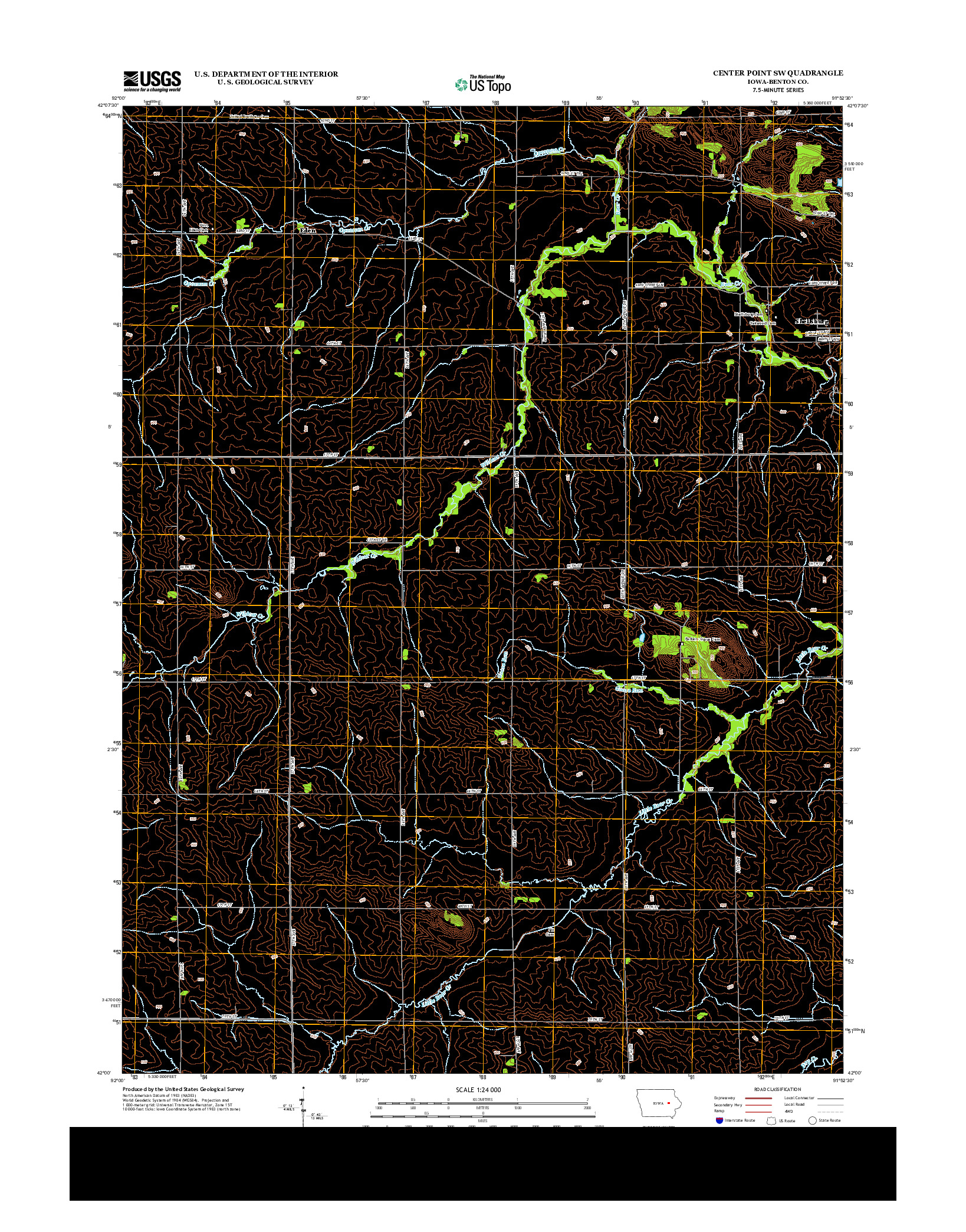 USGS US TOPO 7.5-MINUTE MAP FOR CENTER POINT SW, IA 2013
