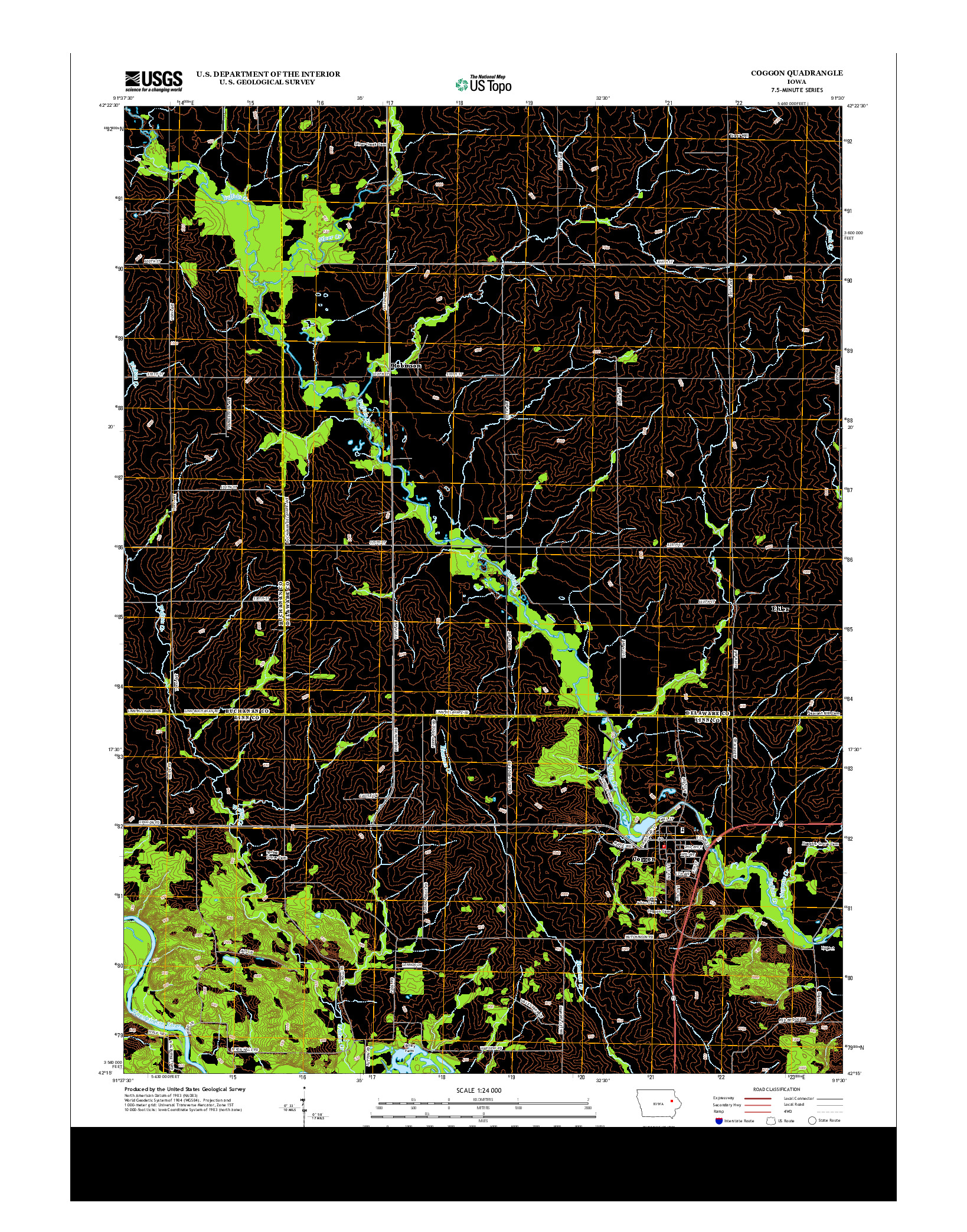USGS US TOPO 7.5-MINUTE MAP FOR COGGON, IA 2013