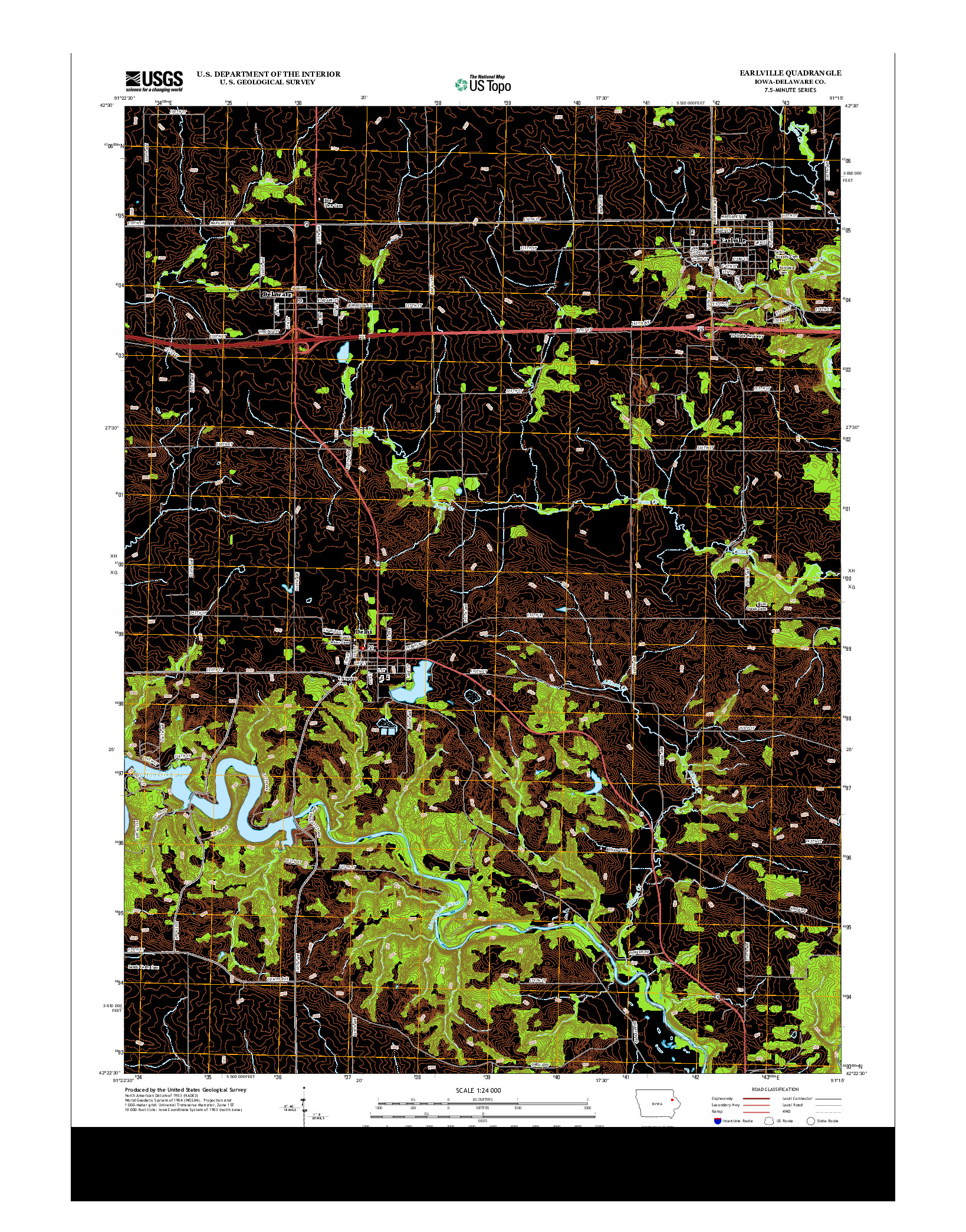USGS US TOPO 7.5-MINUTE MAP FOR EARLVILLE, IA 2013