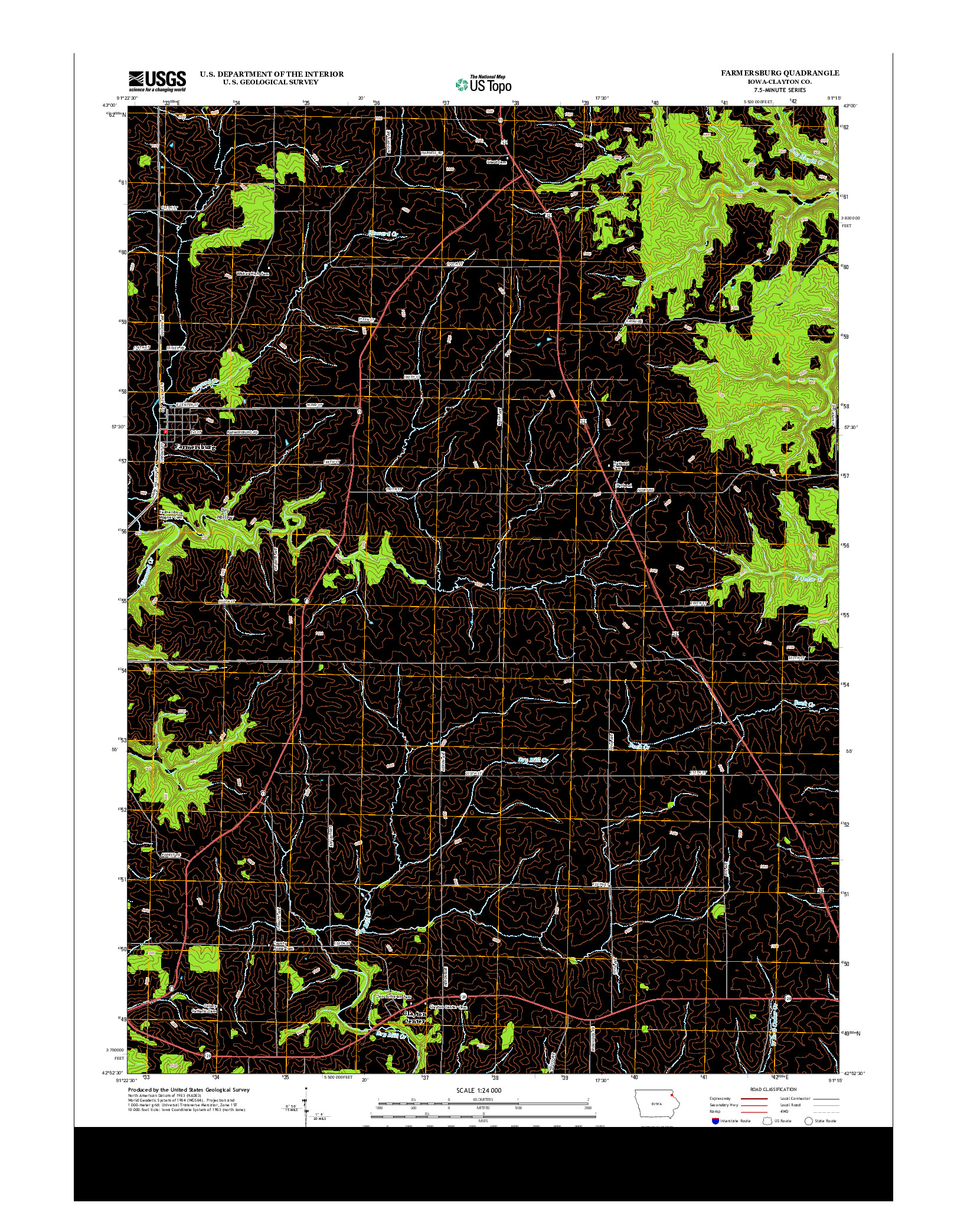 USGS US TOPO 7.5-MINUTE MAP FOR FARMERSBURG, IA 2013