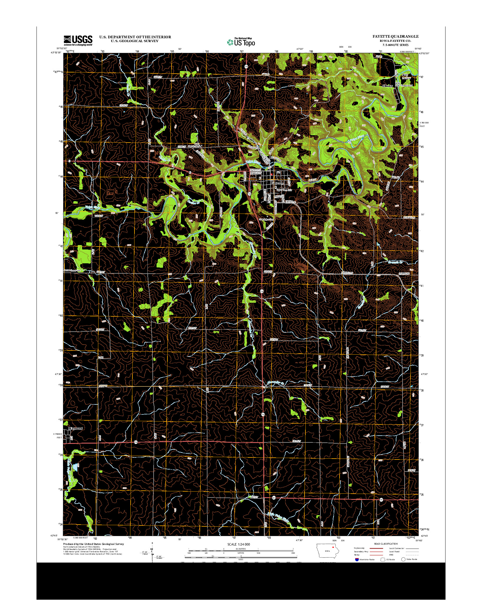 USGS US TOPO 7.5-MINUTE MAP FOR FAYETTE, IA 2013