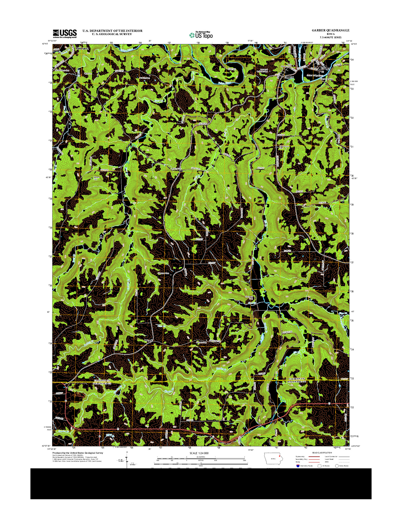 USGS US TOPO 7.5-MINUTE MAP FOR GARBER, IA 2013