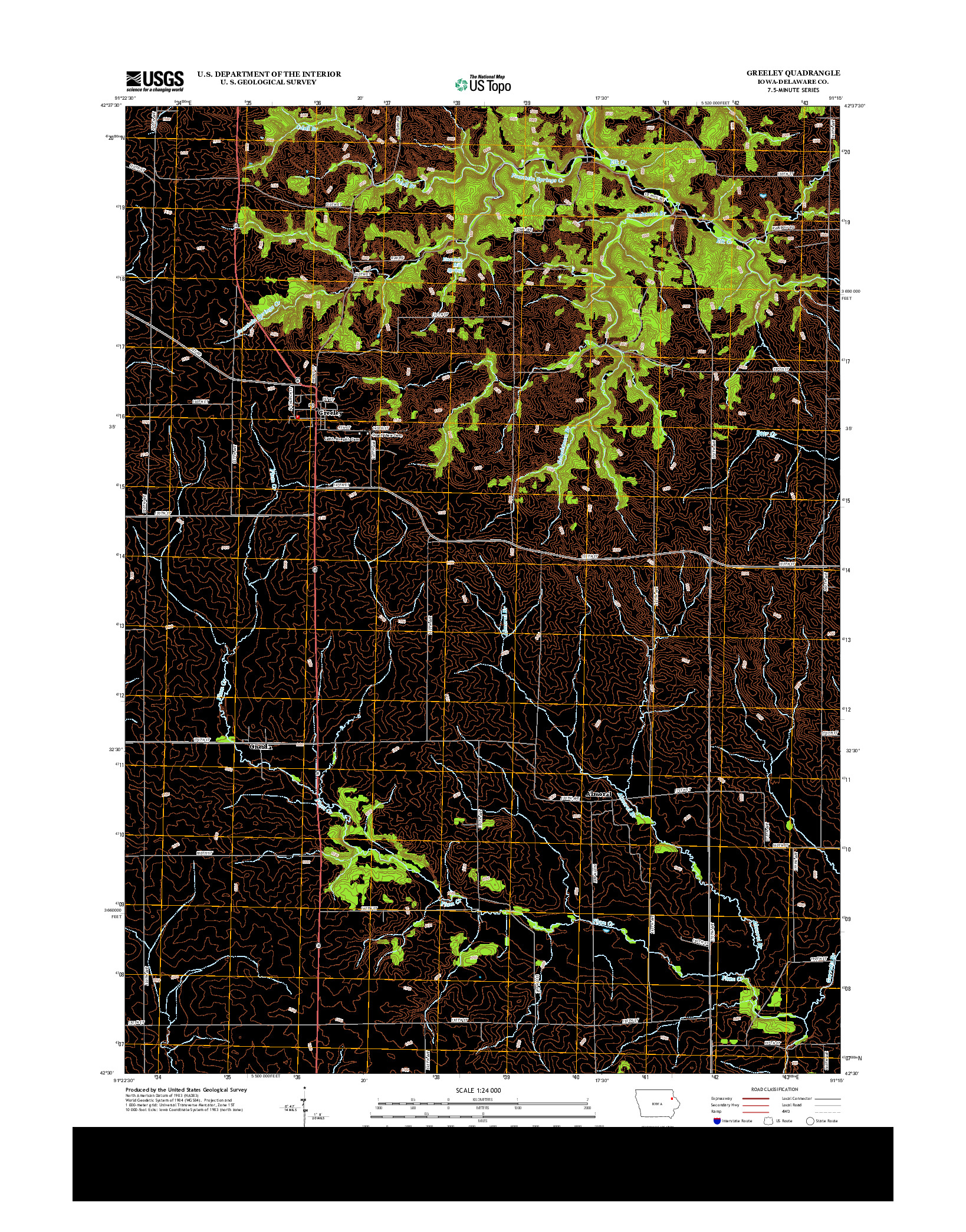 USGS US TOPO 7.5-MINUTE MAP FOR GREELEY, IA 2013