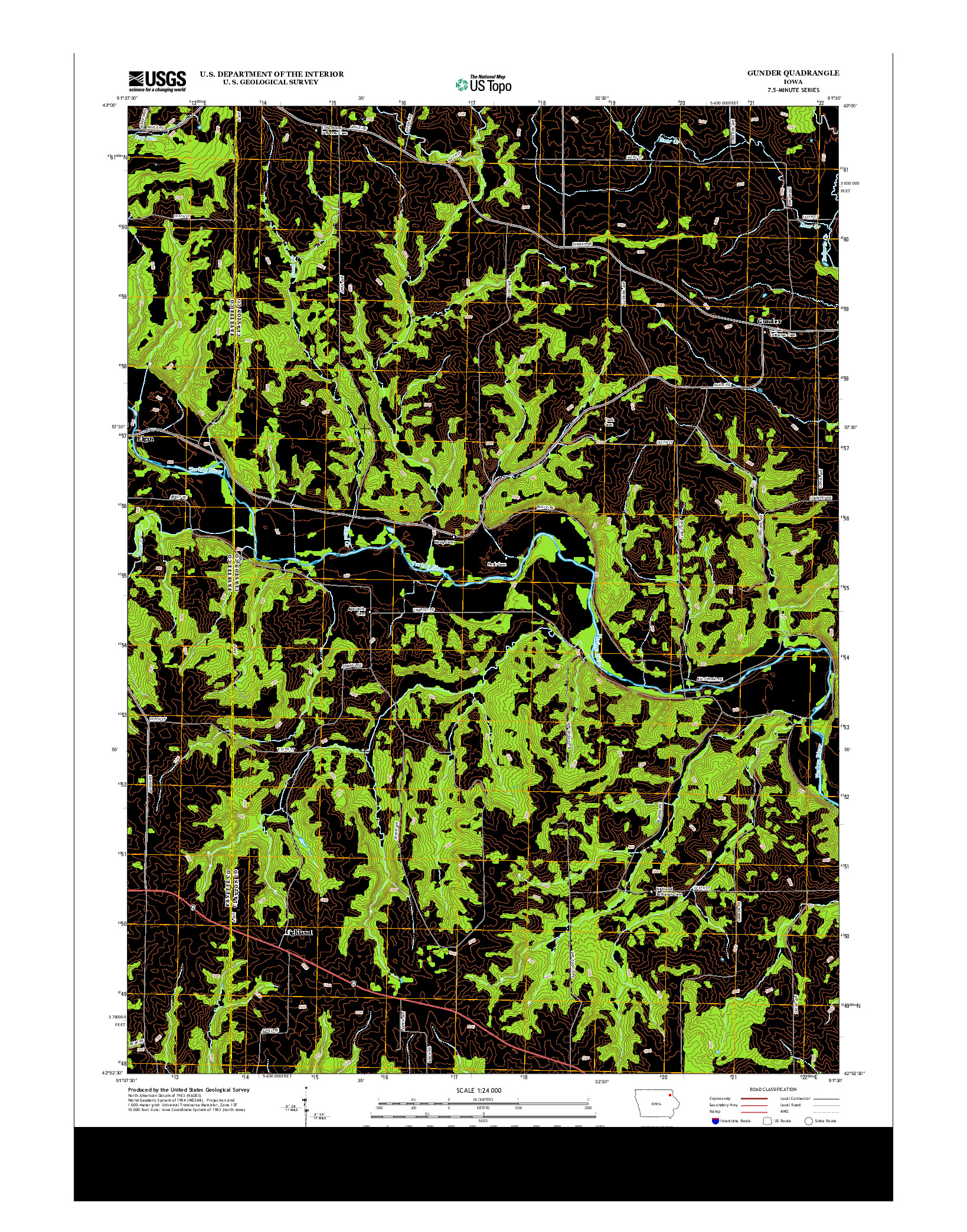 USGS US TOPO 7.5-MINUTE MAP FOR GUNDER, IA 2013