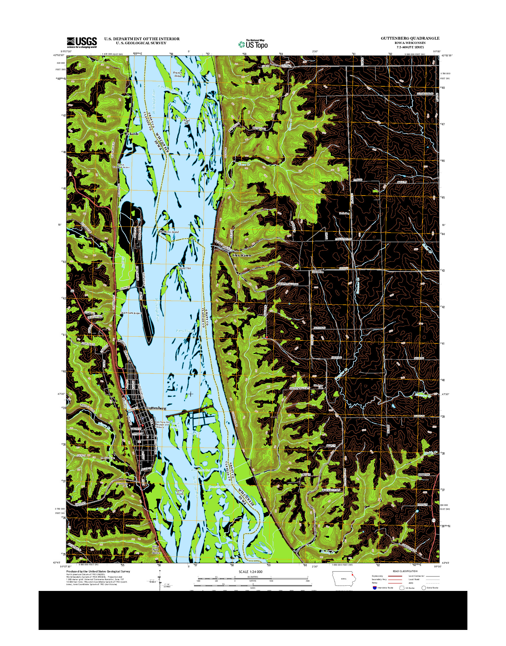 USGS US TOPO 7.5-MINUTE MAP FOR GUTTENBERG, IA-WI 2013