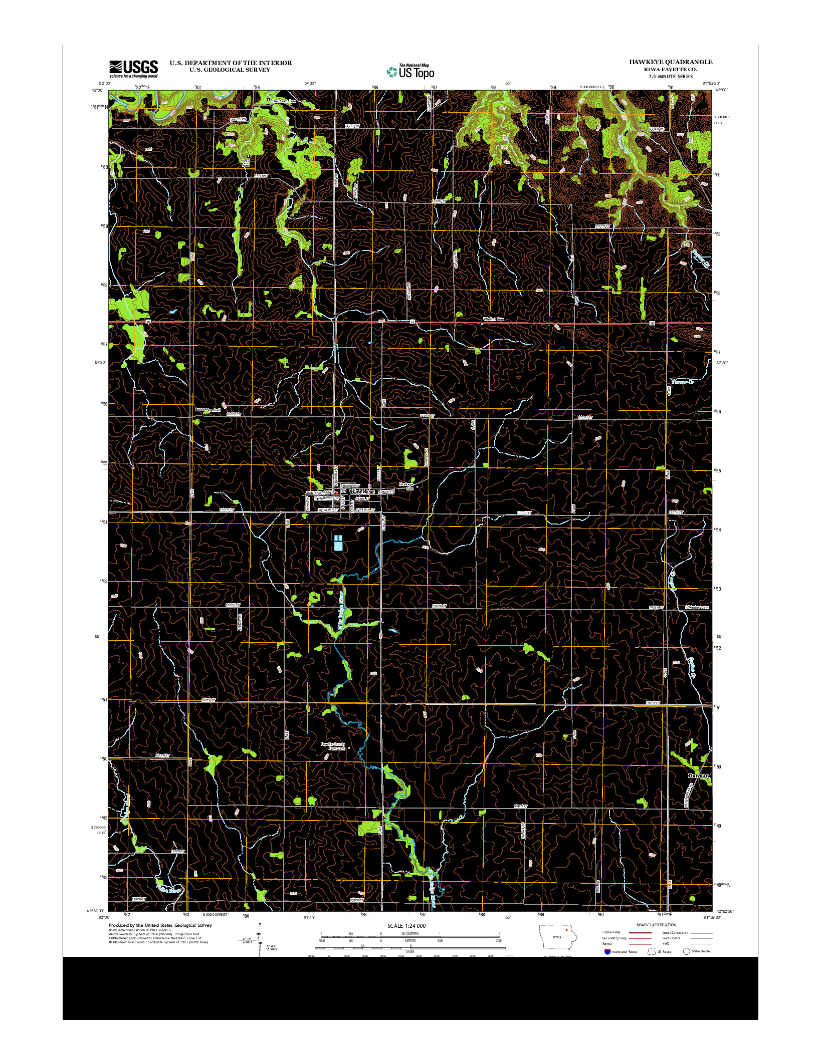 USGS US TOPO 7.5-MINUTE MAP FOR HAWKEYE, IA 2013