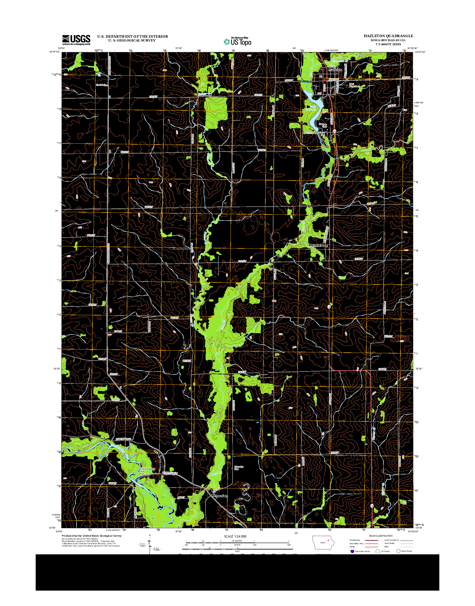 USGS US TOPO 7.5-MINUTE MAP FOR HAZLETON, IA 2013