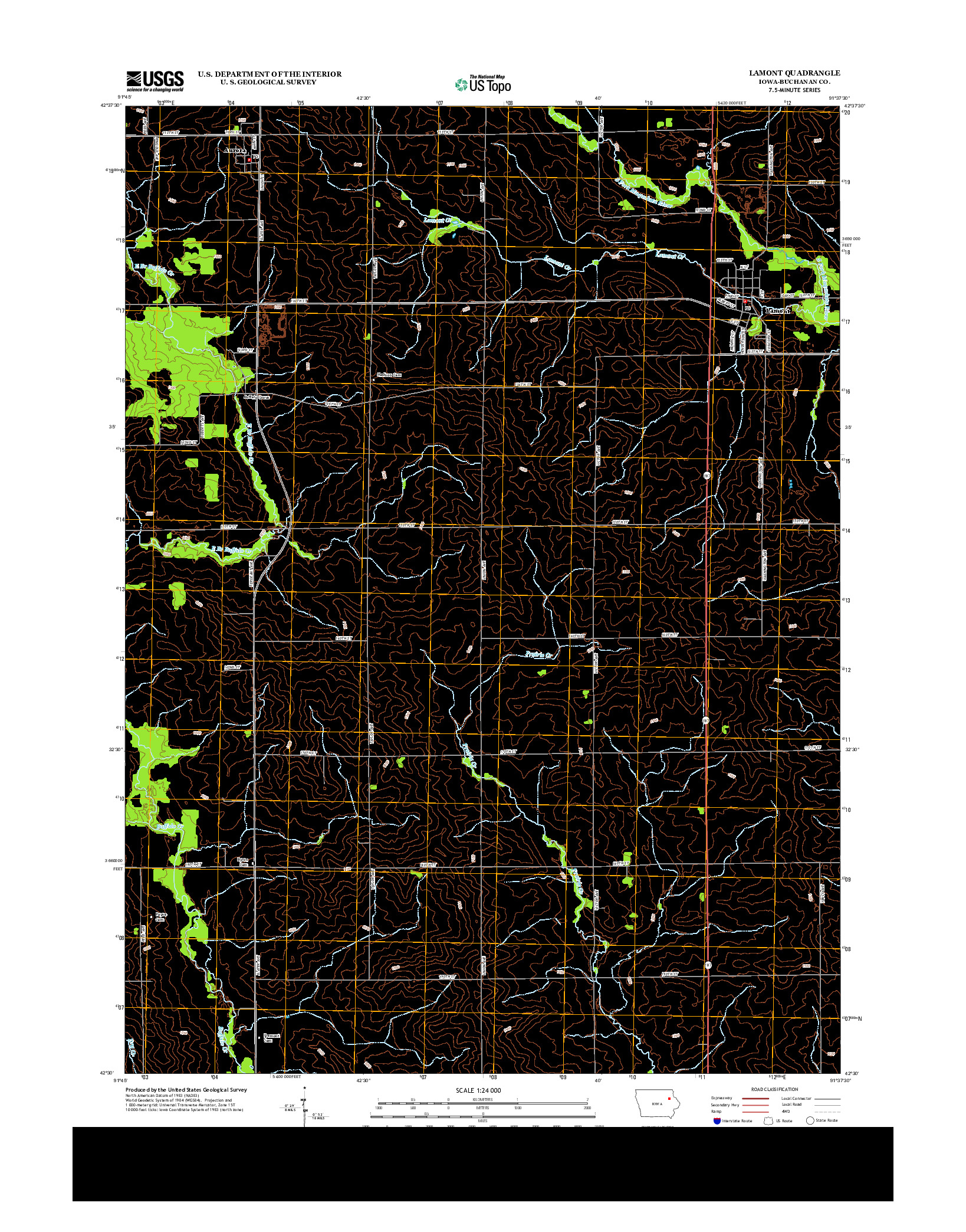 USGS US TOPO 7.5-MINUTE MAP FOR LAMONT, IA 2013