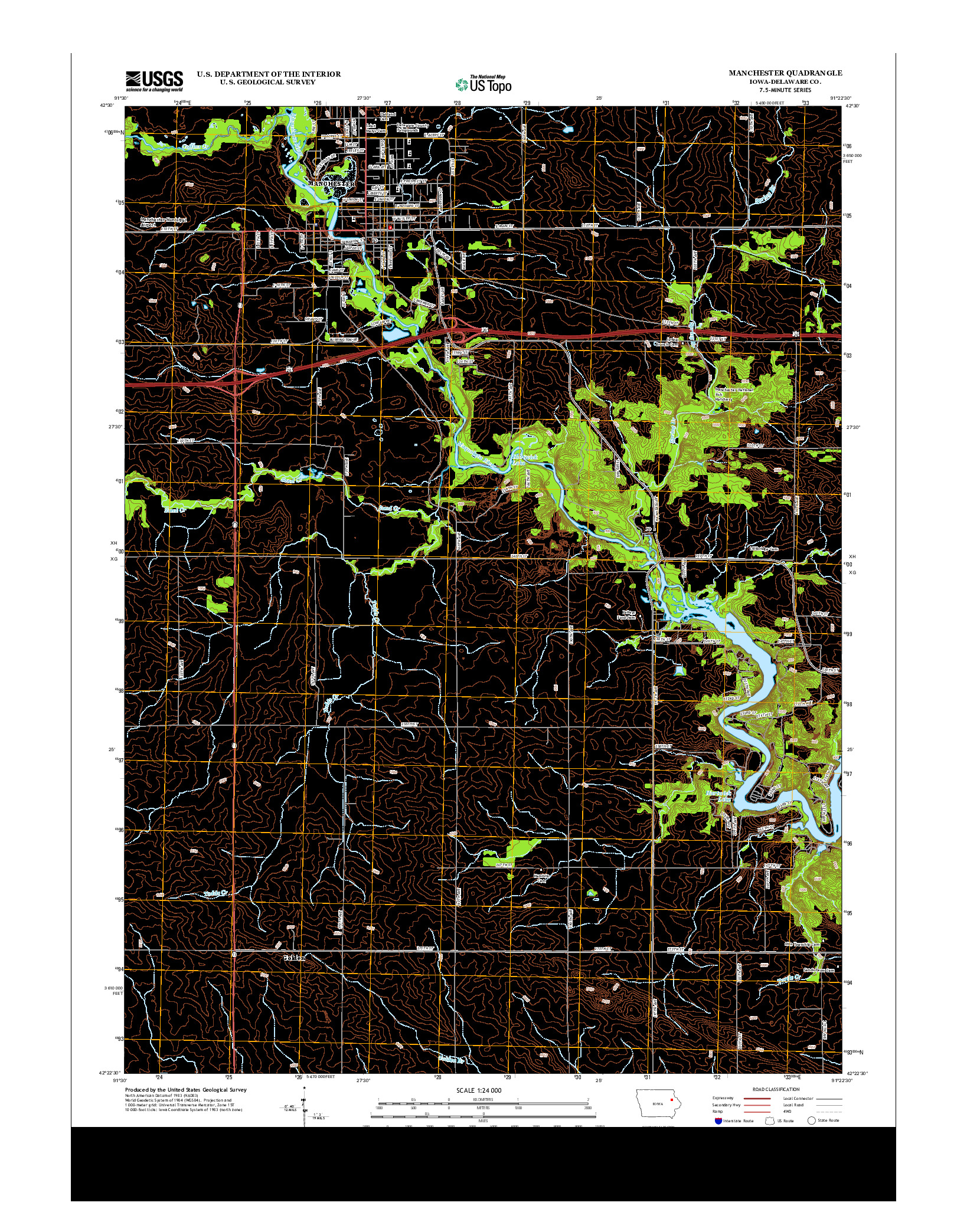 USGS US TOPO 7.5-MINUTE MAP FOR MANCHESTER, IA 2013