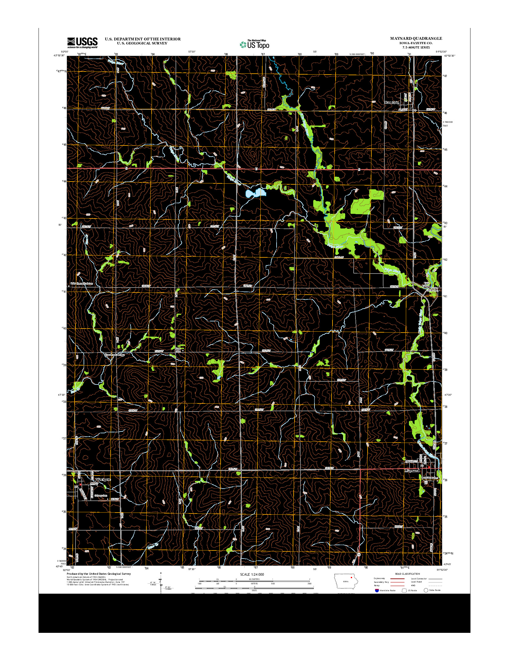 USGS US TOPO 7.5-MINUTE MAP FOR MAYNARD, IA 2013