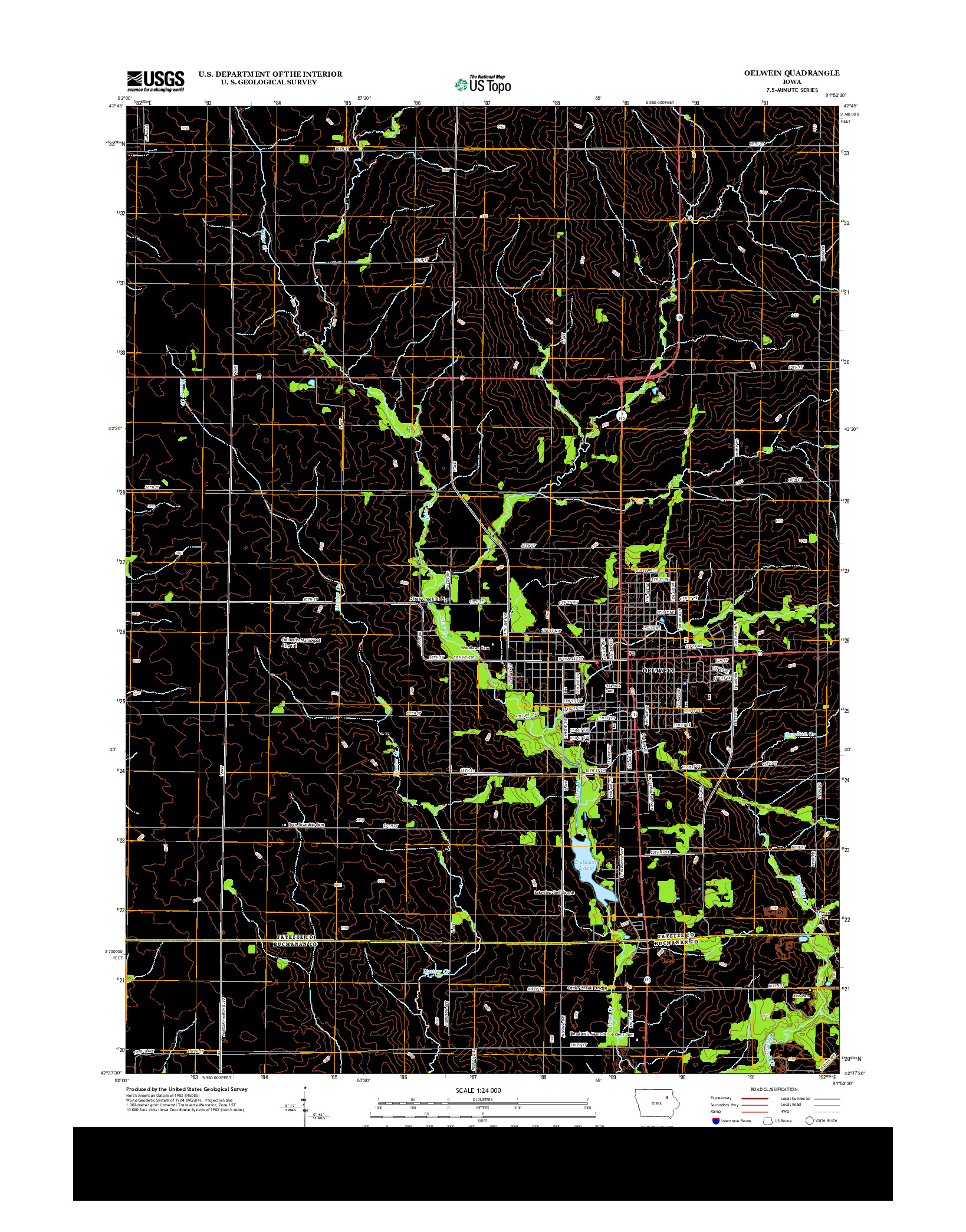 USGS US TOPO 7.5-MINUTE MAP FOR OELWEIN, IA 2013