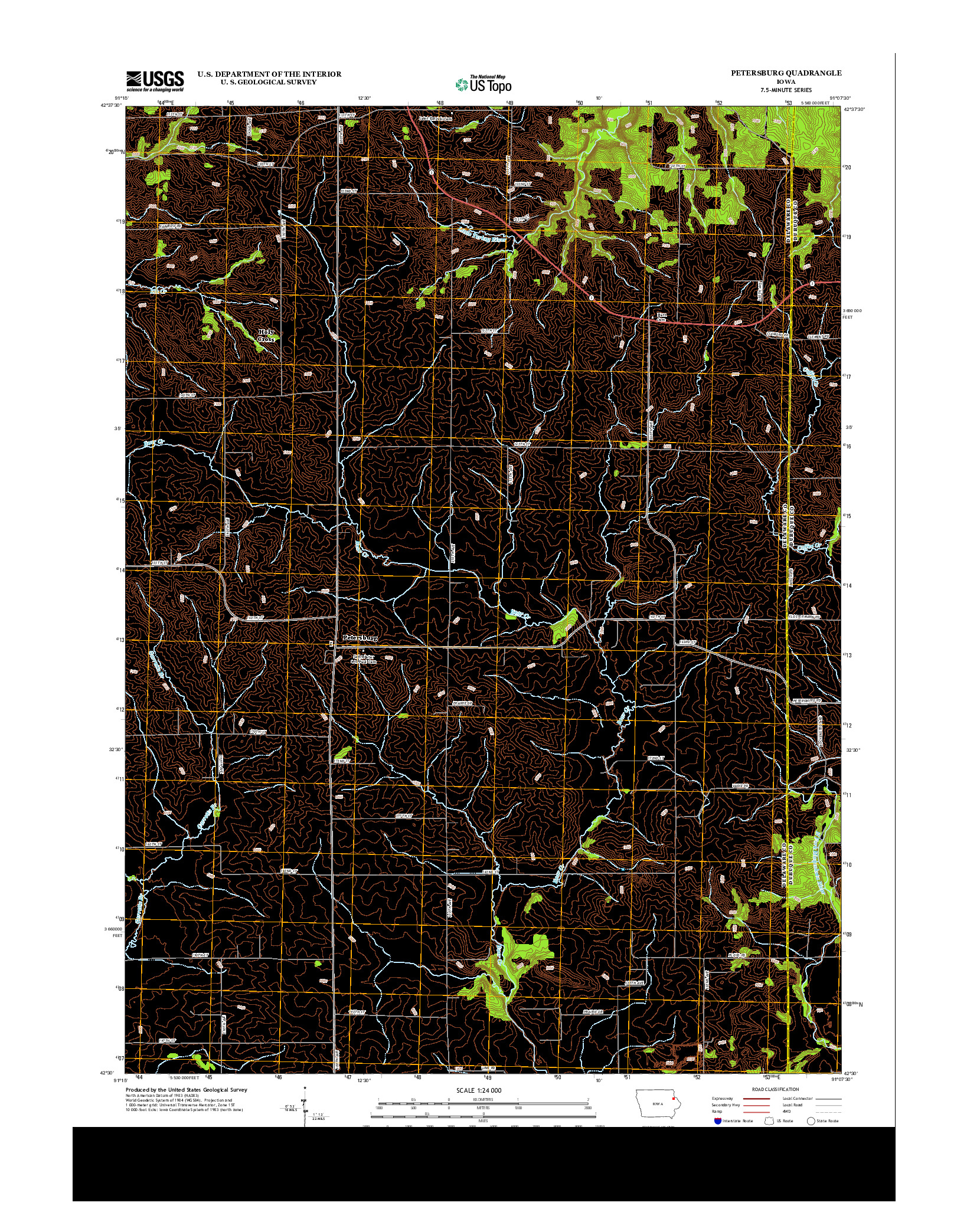 USGS US TOPO 7.5-MINUTE MAP FOR PETERSBURG, IA 2013