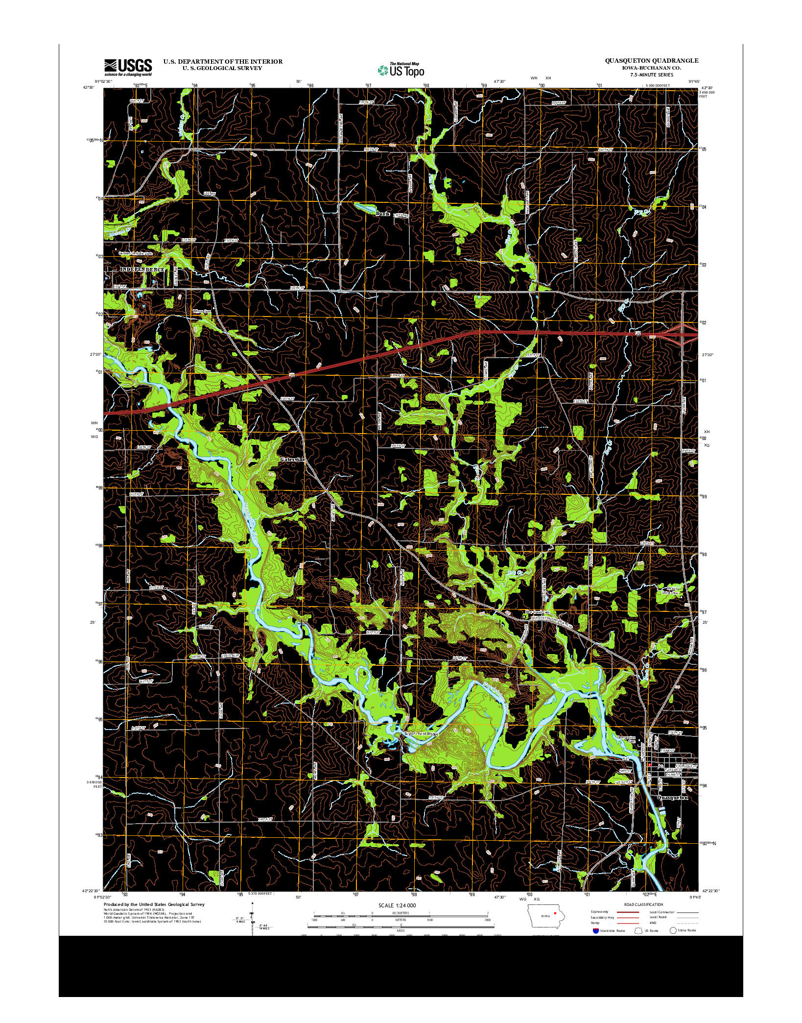 USGS US TOPO 7.5-MINUTE MAP FOR QUASQUETON, IA 2013