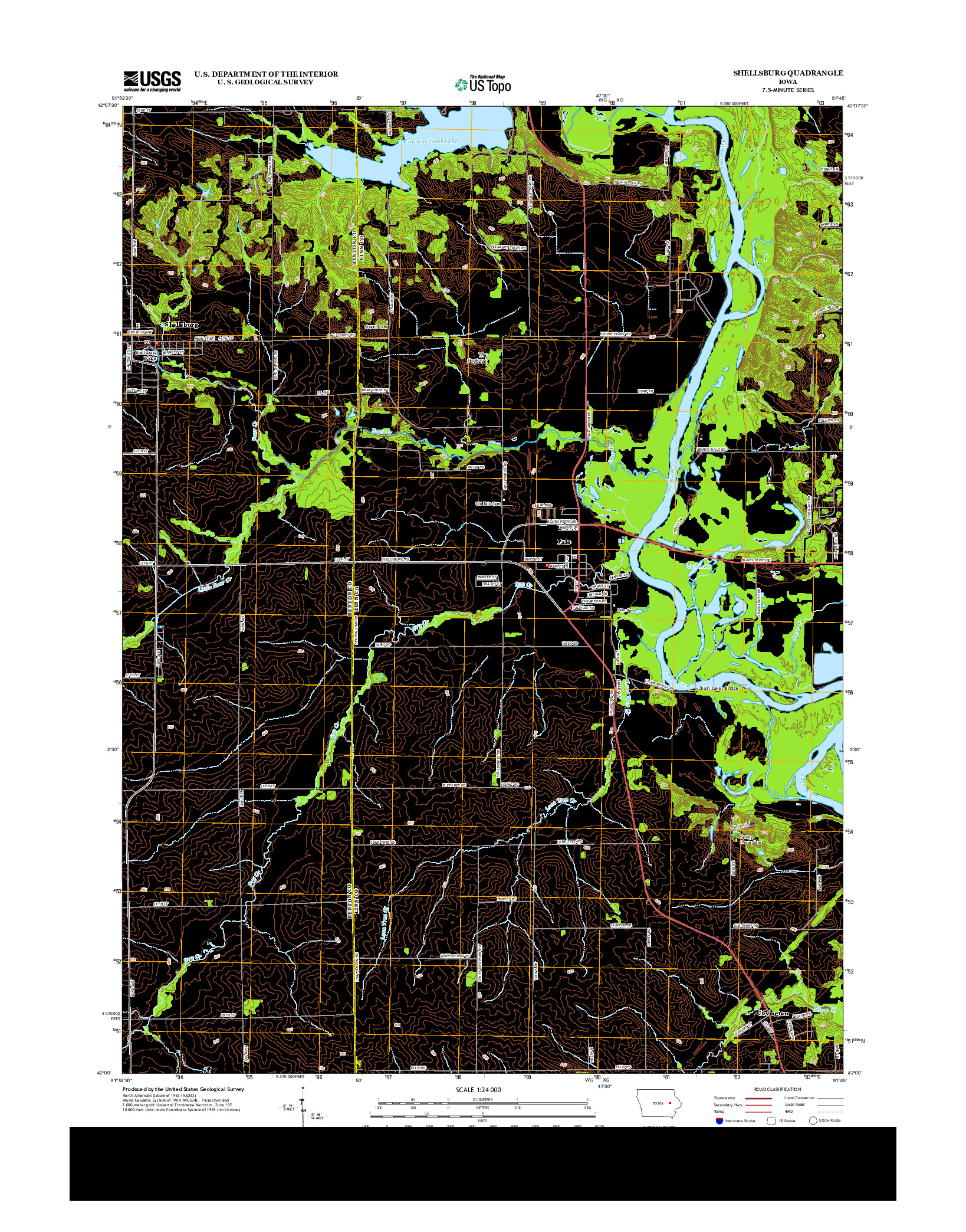 USGS US TOPO 7.5-MINUTE MAP FOR SHELLSBURG, IA 2013