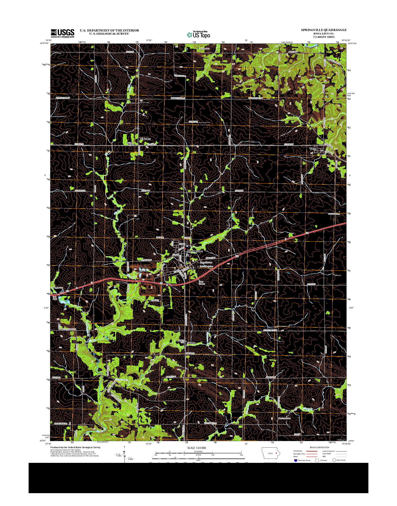 USGS US TOPO 7.5-MINUTE MAP FOR SPRINGVILLE, IA 2013