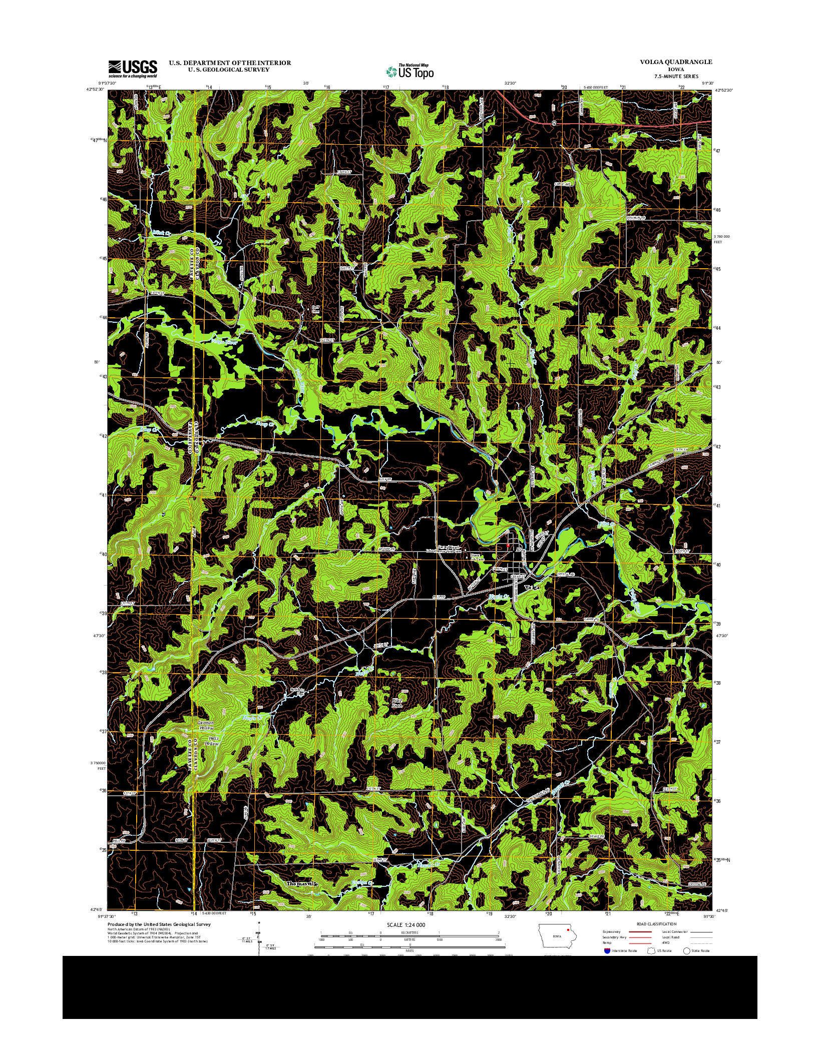 USGS US TOPO 7.5-MINUTE MAP FOR VOLGA, IA 2013