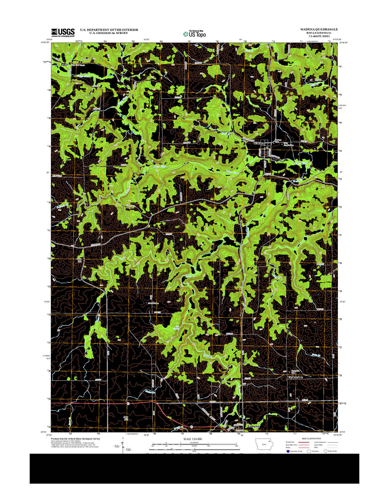 USGS US TOPO 7.5-MINUTE MAP FOR WADENA, IA 2013