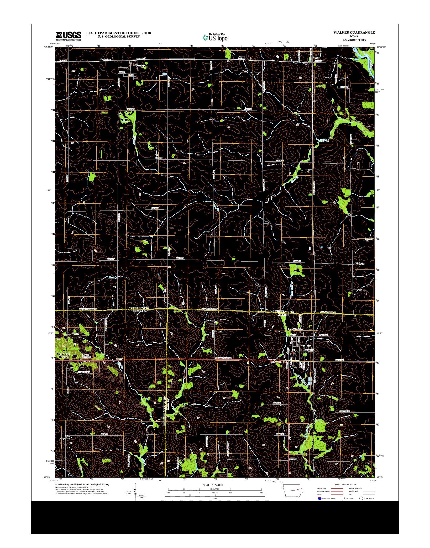 USGS US TOPO 7.5-MINUTE MAP FOR WALKER, IA 2013