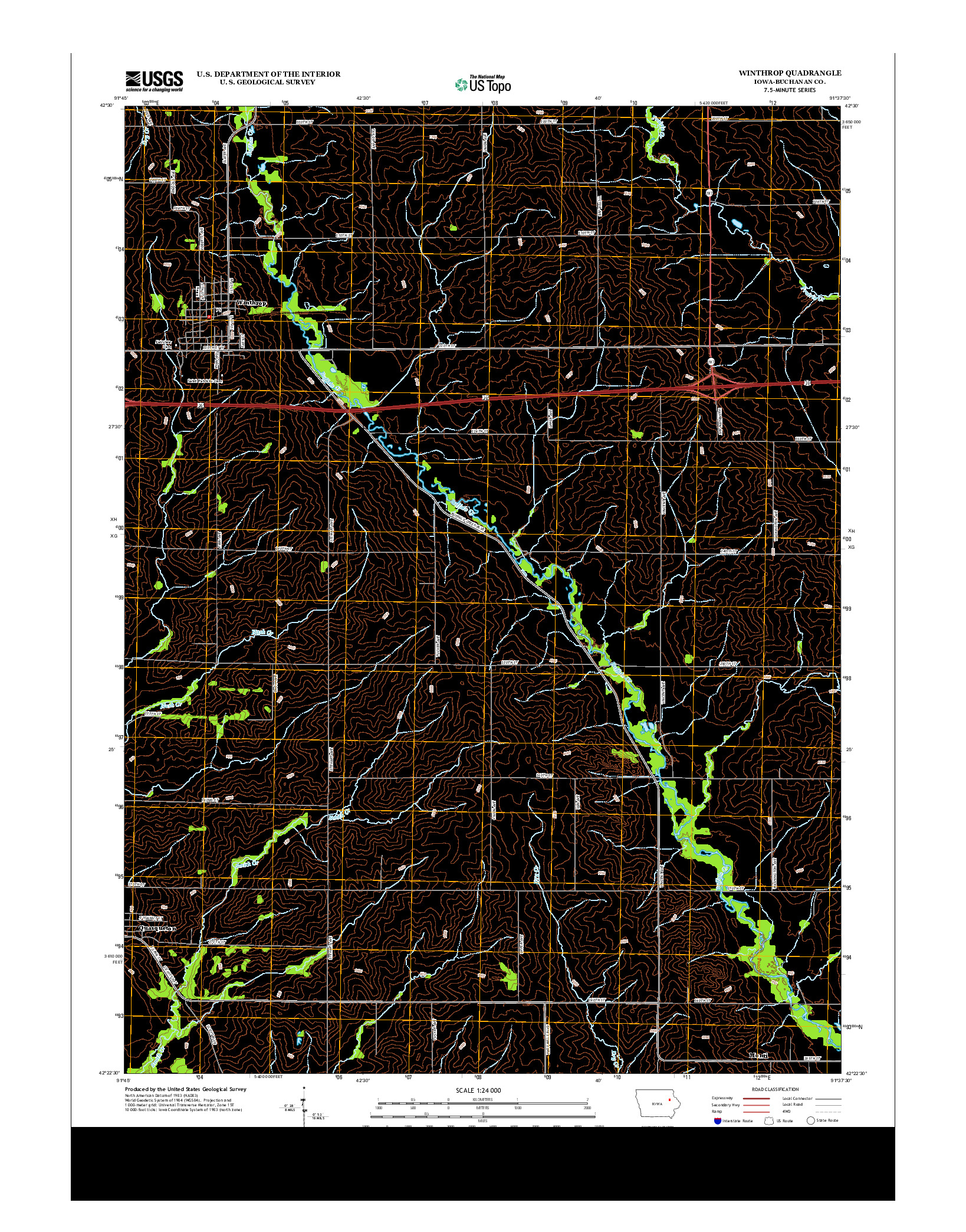 USGS US TOPO 7.5-MINUTE MAP FOR WINTHROP, IA 2013