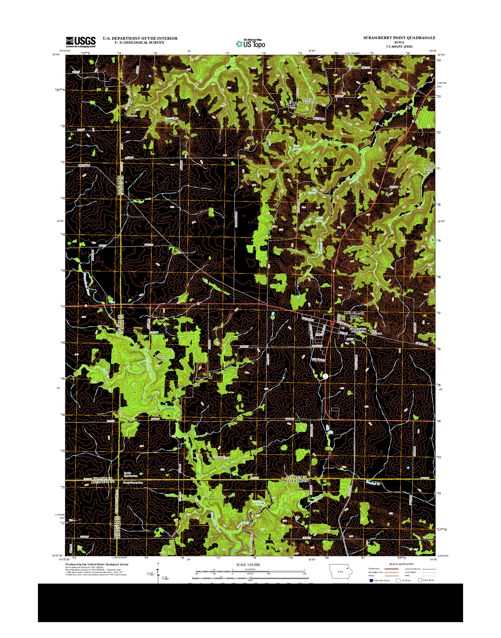 USGS US TOPO 7.5-MINUTE MAP FOR STRAWBERRY POINT, IA 2013