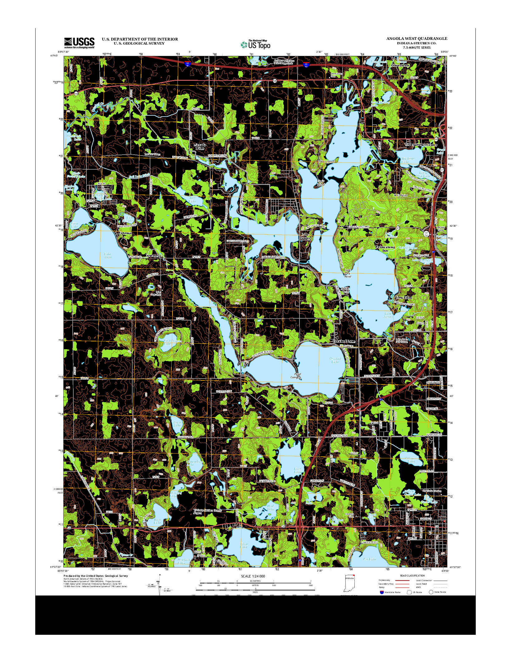 USGS US TOPO 7.5-MINUTE MAP FOR ANGOLA WEST, IN 2013