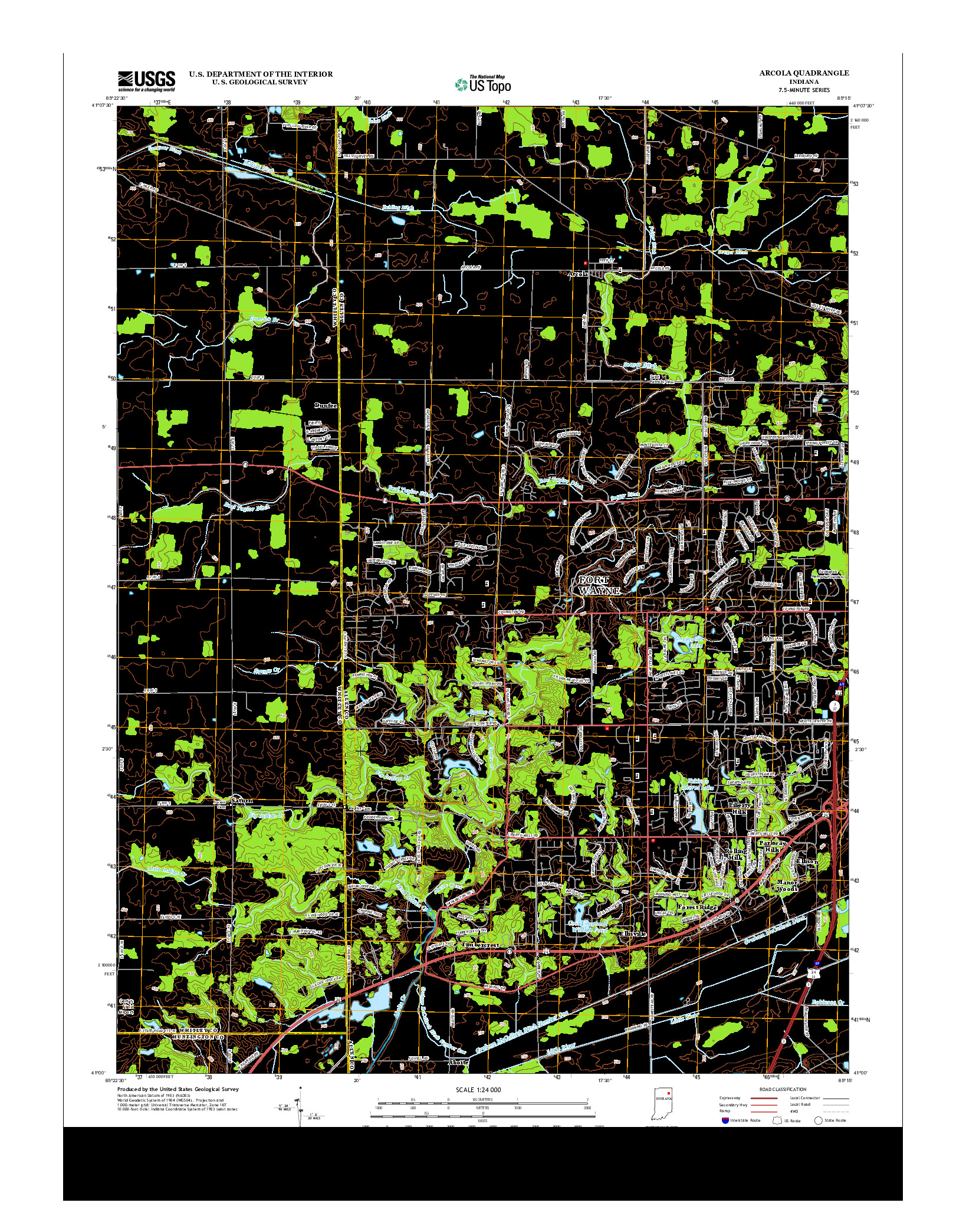 USGS US TOPO 7.5-MINUTE MAP FOR ARCOLA, IN 2013