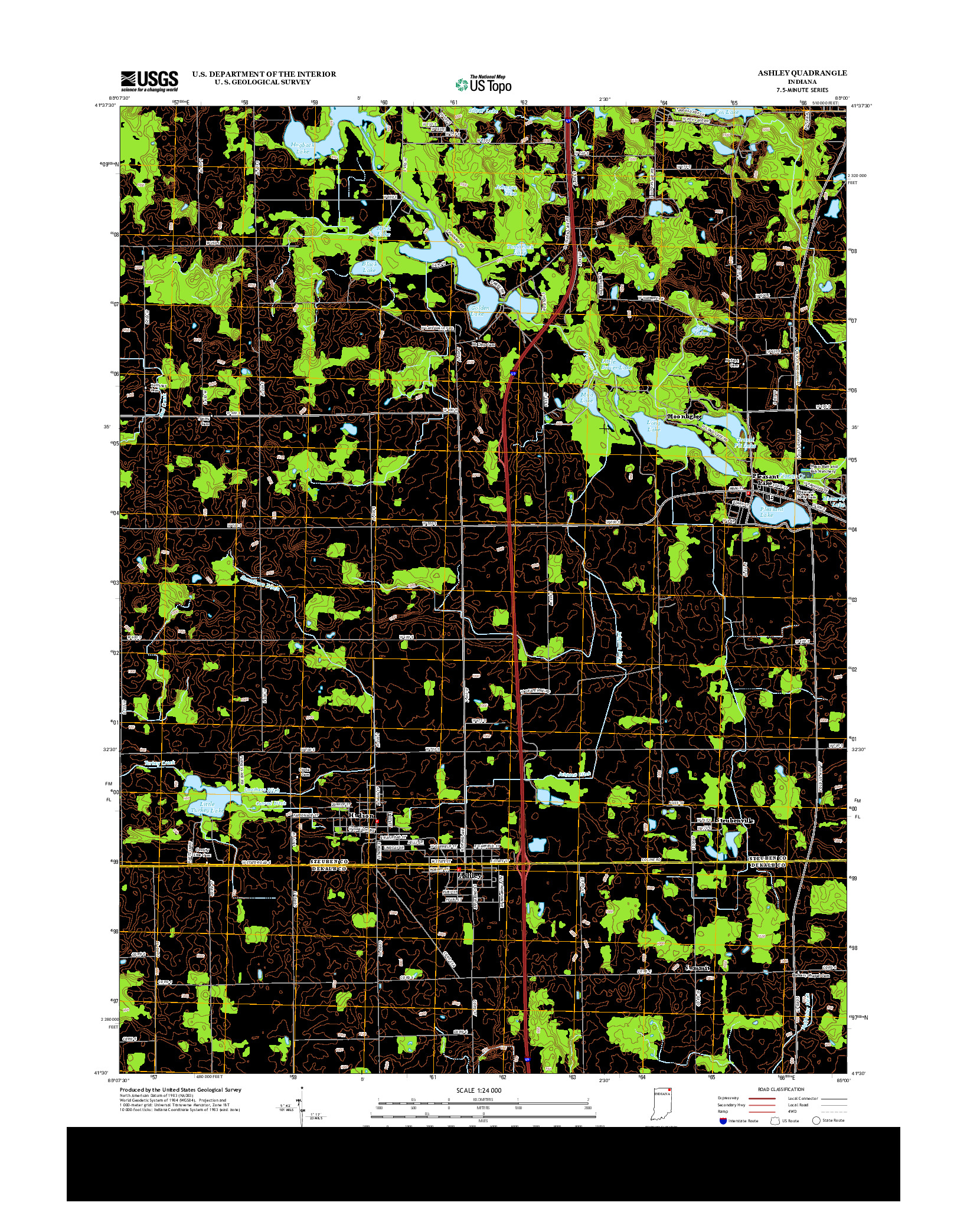 USGS US TOPO 7.5-MINUTE MAP FOR ASHLEY, IN 2013