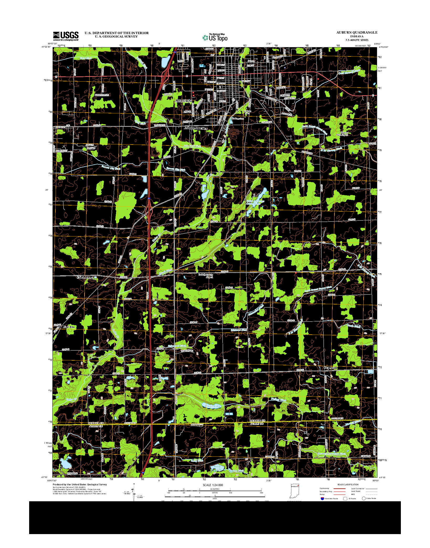 USGS US TOPO 7.5-MINUTE MAP FOR AUBURN, IN 2013