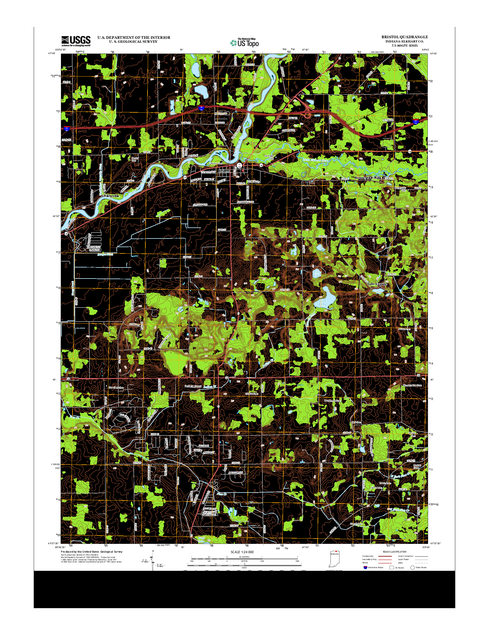 USGS US TOPO 7.5-MINUTE MAP FOR BRISTOL, IN 2013