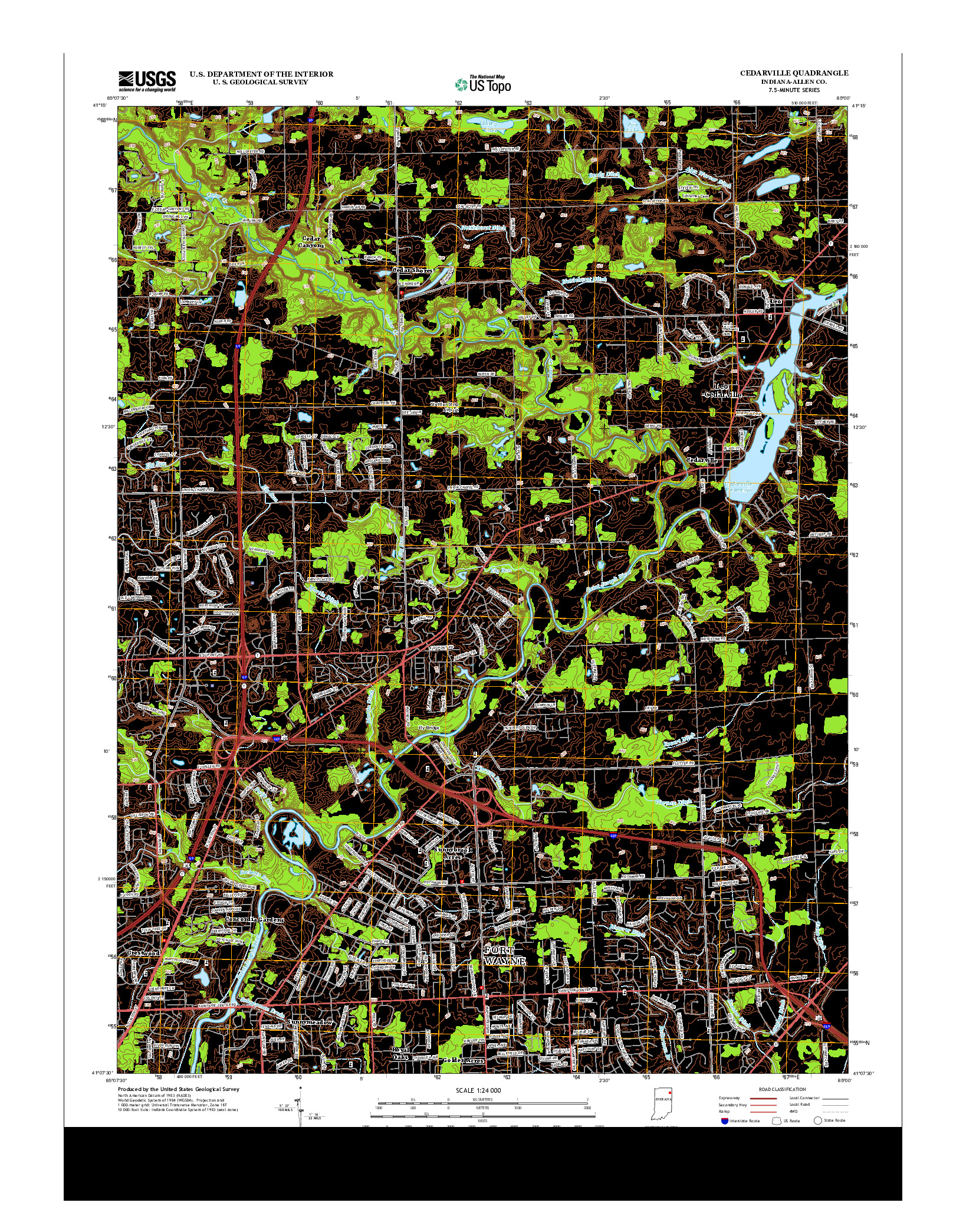 USGS US TOPO 7.5-MINUTE MAP FOR CEDARVILLE, IN 2013