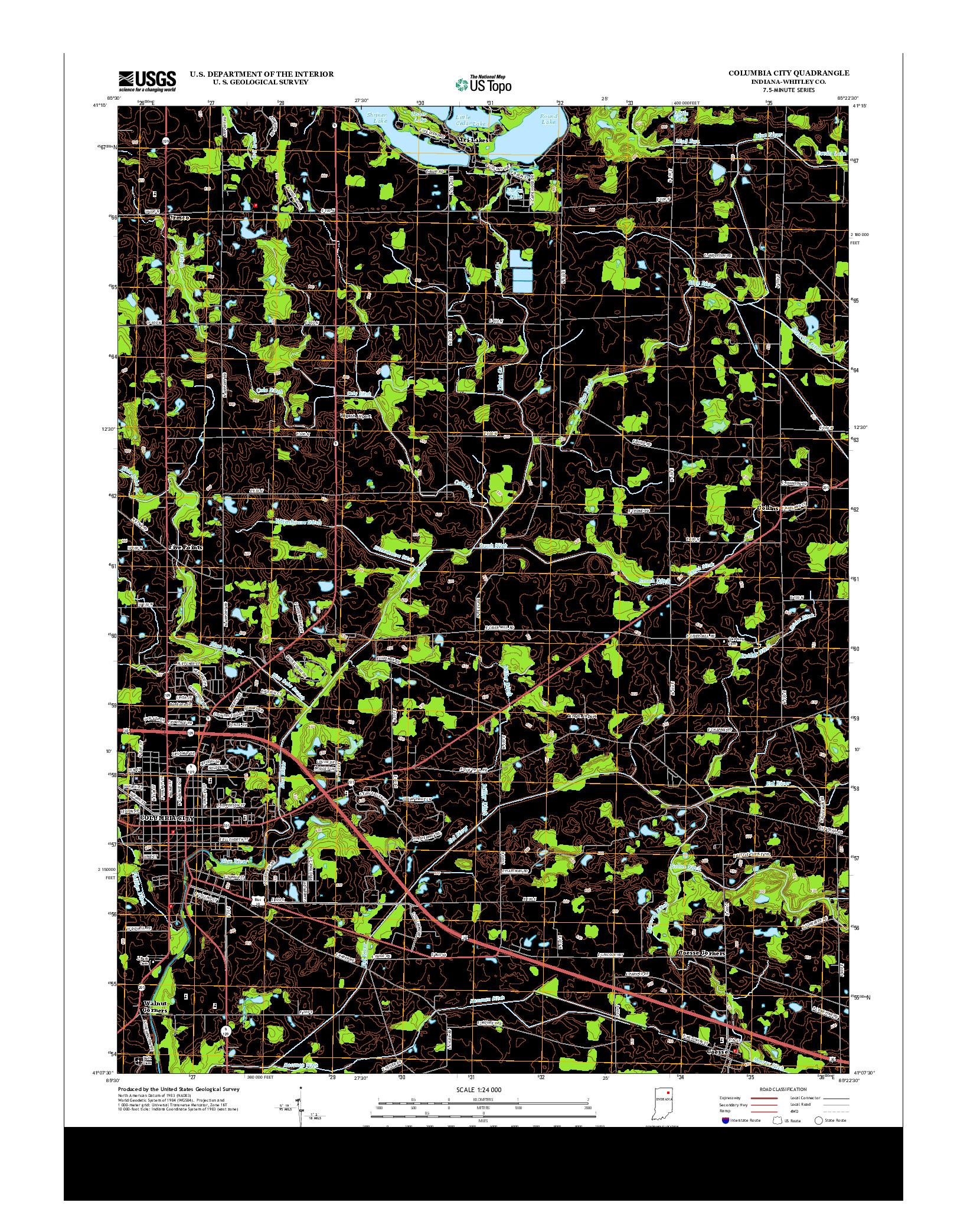 USGS US TOPO 7.5-MINUTE MAP FOR COLUMBIA CITY, IN 2013