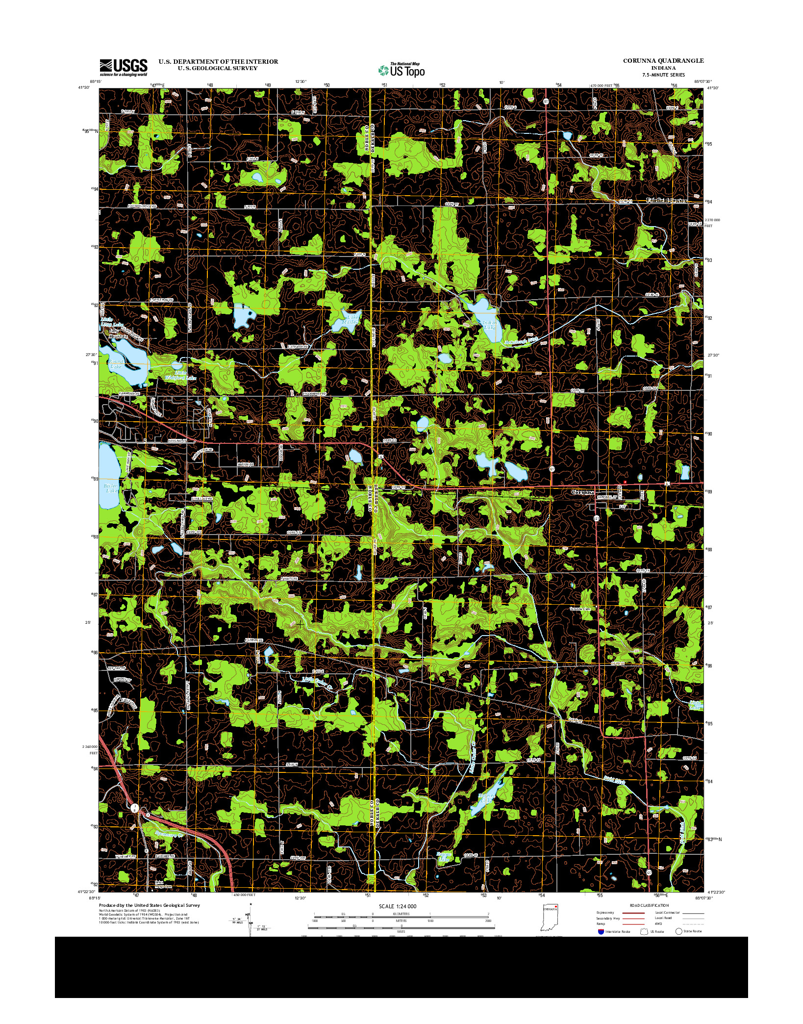 USGS US TOPO 7.5-MINUTE MAP FOR CORUNNA, IN 2013