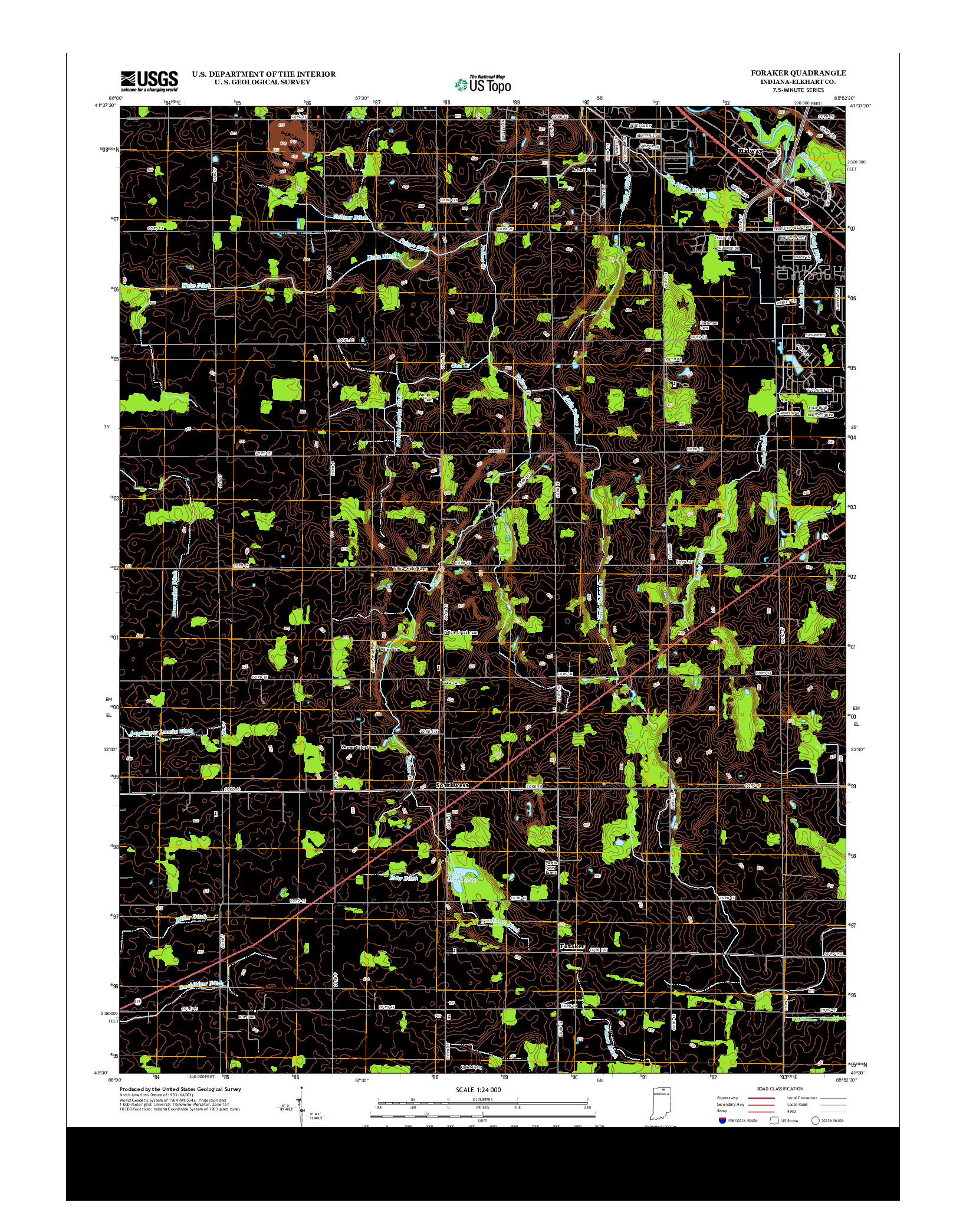 USGS US TOPO 7.5-MINUTE MAP FOR FORAKER, IN 2013