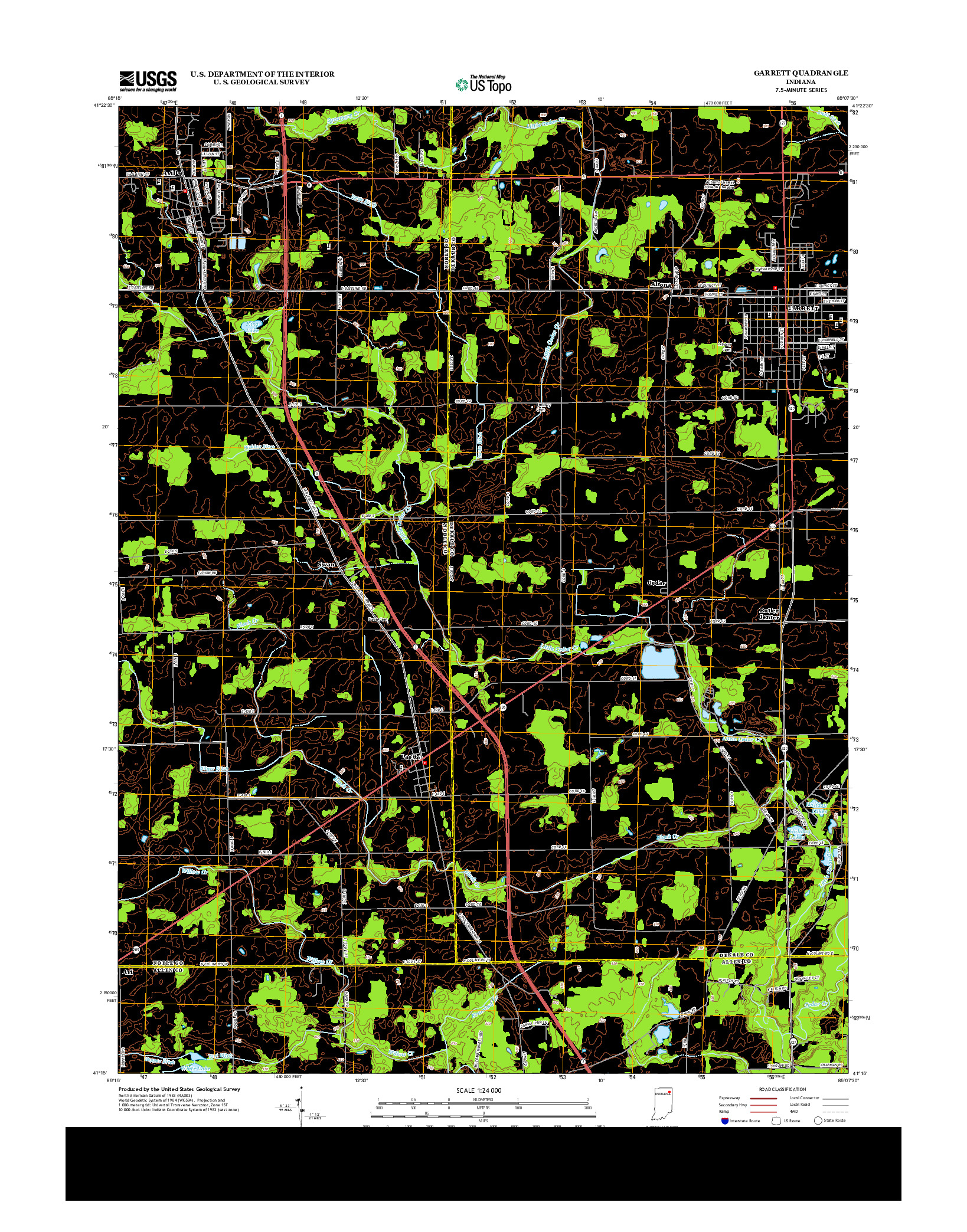 USGS US TOPO 7.5-MINUTE MAP FOR GARRETT, IN 2013