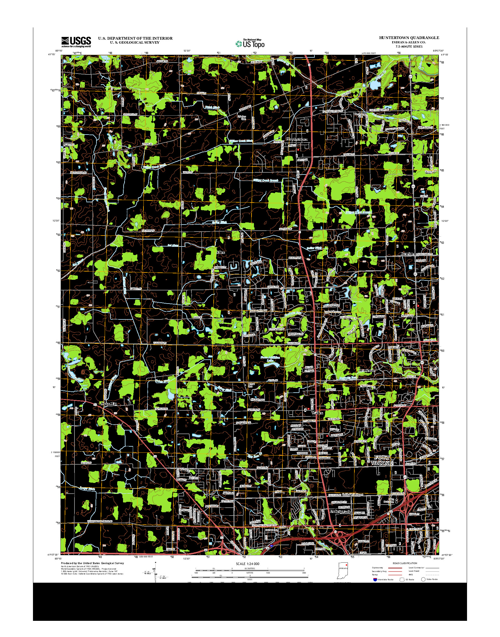 USGS US TOPO 7.5-MINUTE MAP FOR HUNTERTOWN, IN 2013