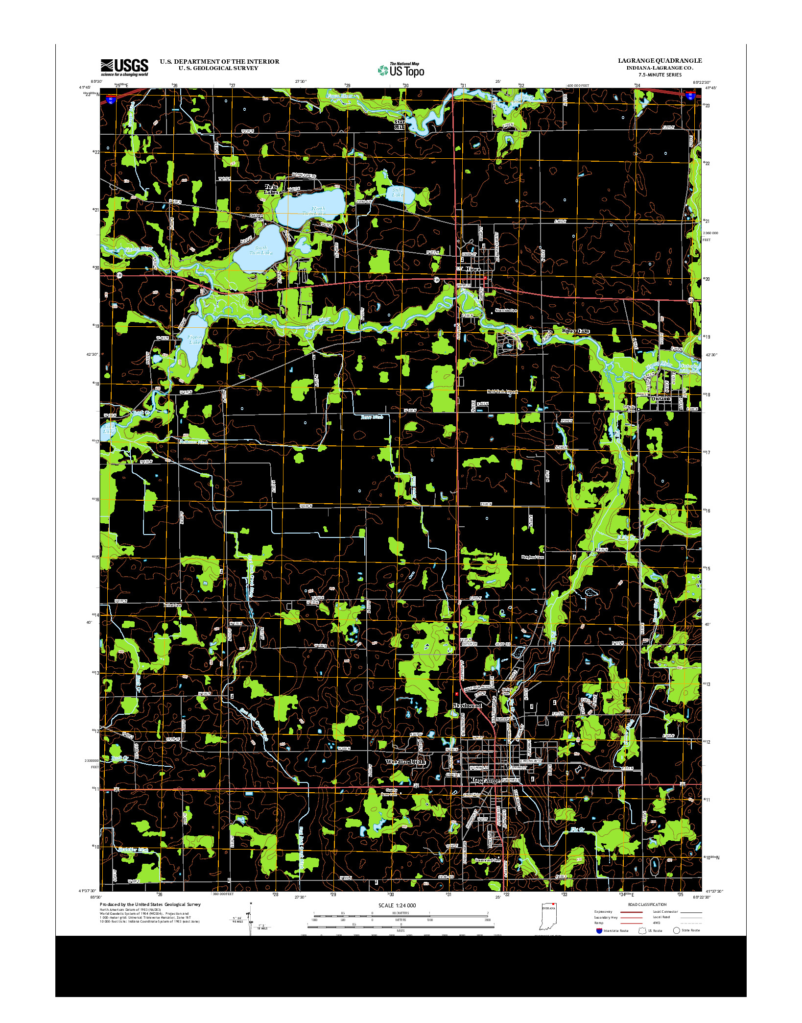 USGS US TOPO 7.5-MINUTE MAP FOR LAGRANGE, IN 2013