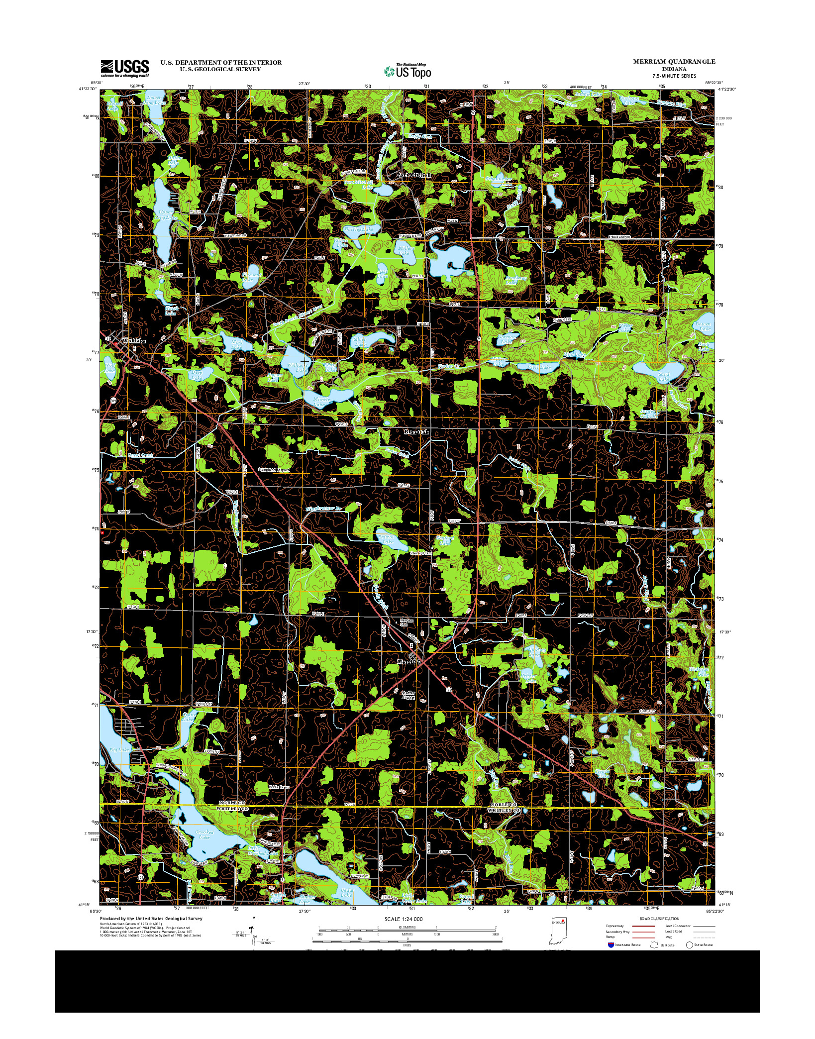 USGS US TOPO 7.5-MINUTE MAP FOR MERRIAM, IN 2013