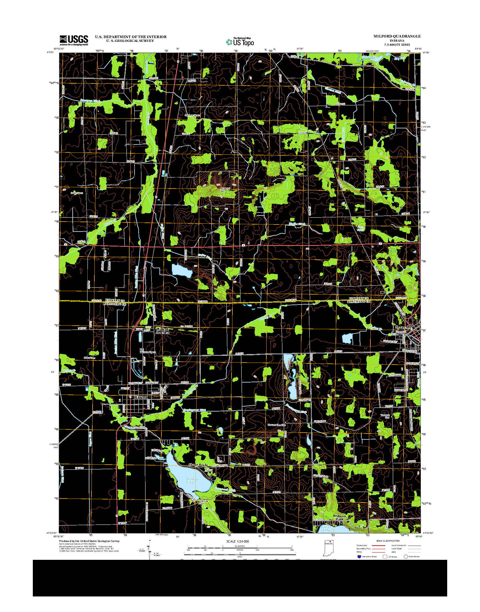 USGS US TOPO 7.5-MINUTE MAP FOR MILFORD, IN 2013