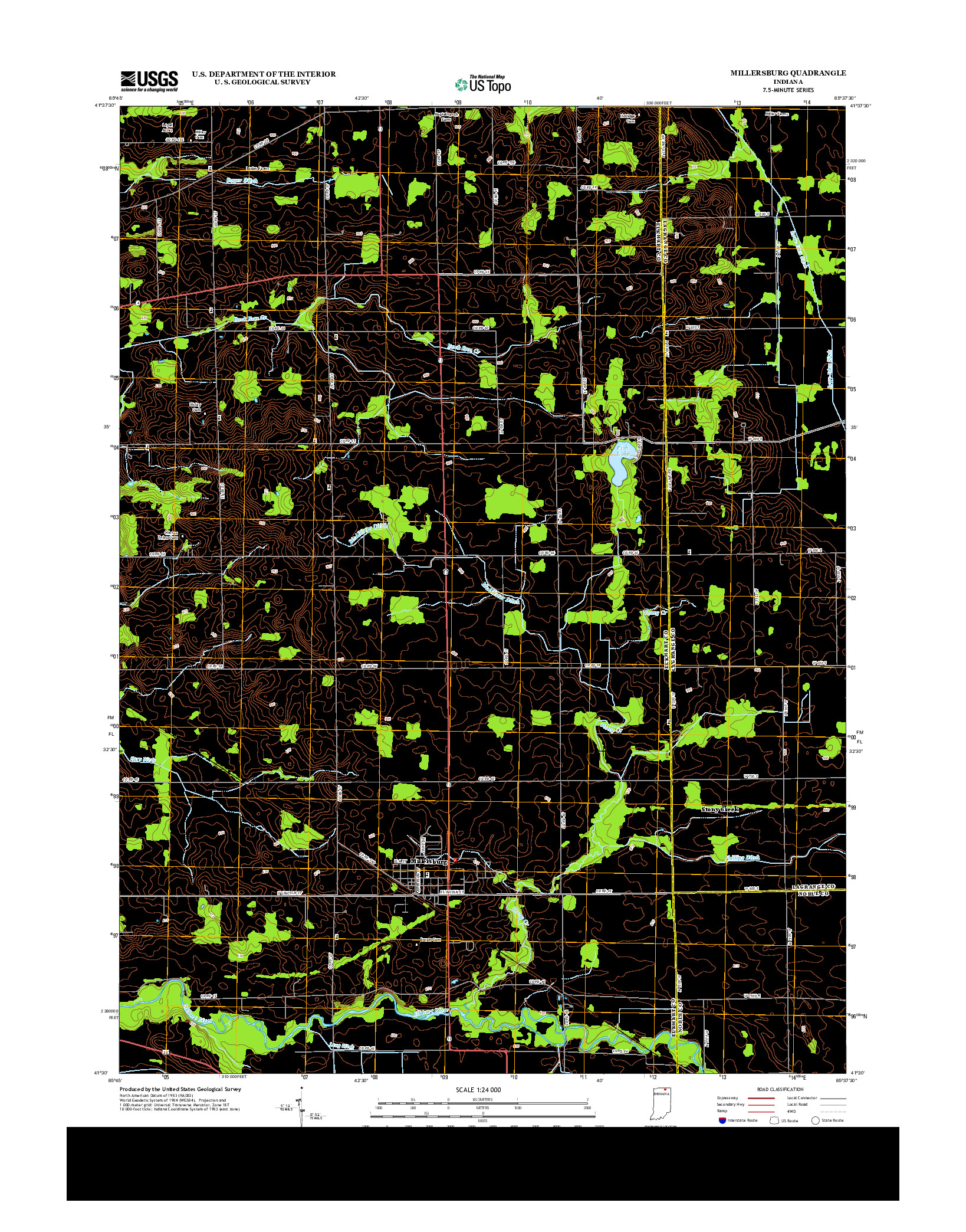 USGS US TOPO 7.5-MINUTE MAP FOR MILLERSBURG, IN 2013