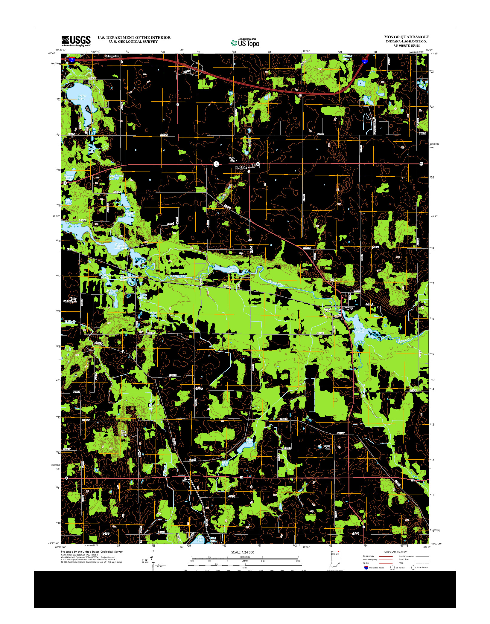 USGS US TOPO 7.5-MINUTE MAP FOR MONGO, IN 2013