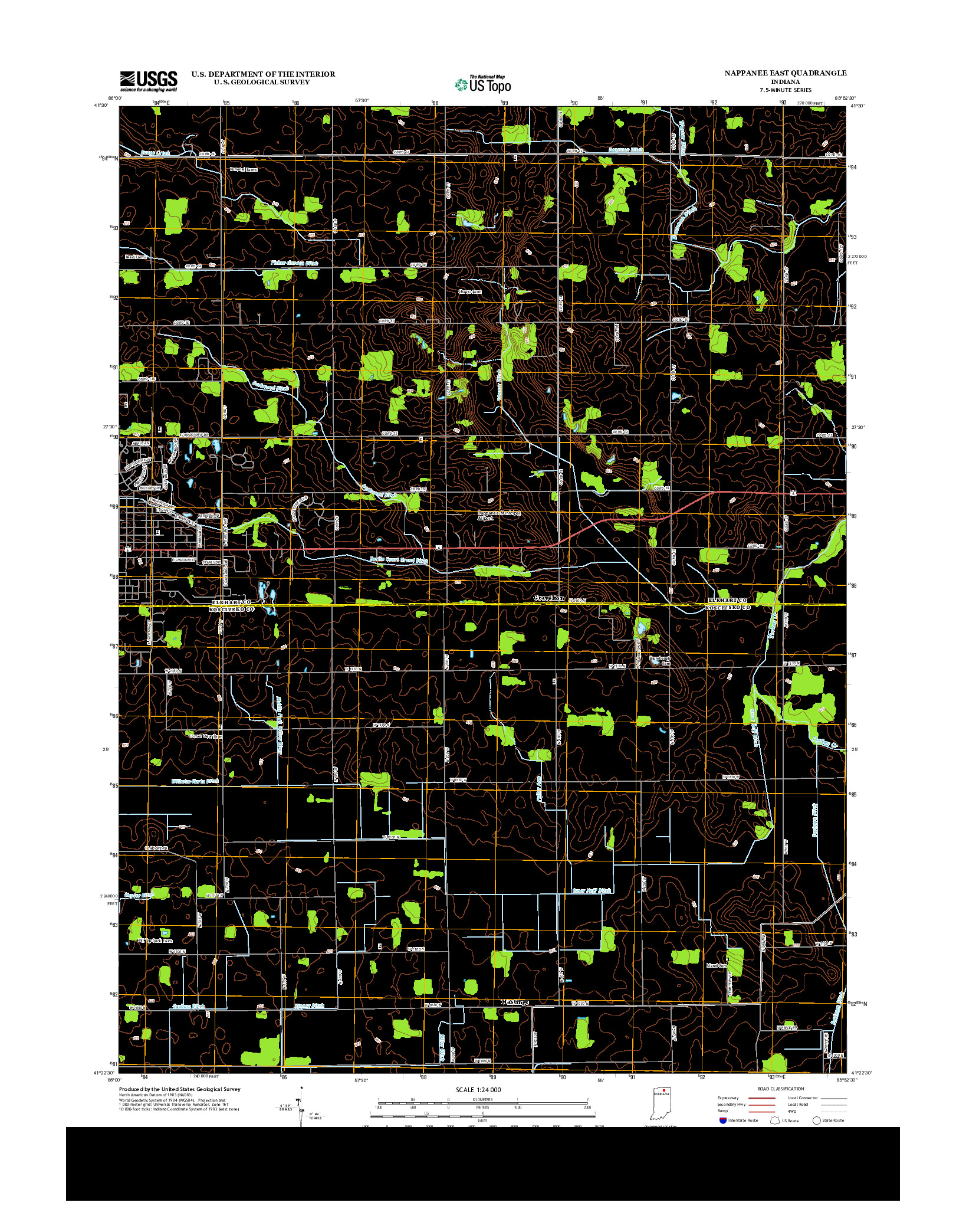 USGS US TOPO 7.5-MINUTE MAP FOR NAPPANEE EAST, IN 2013