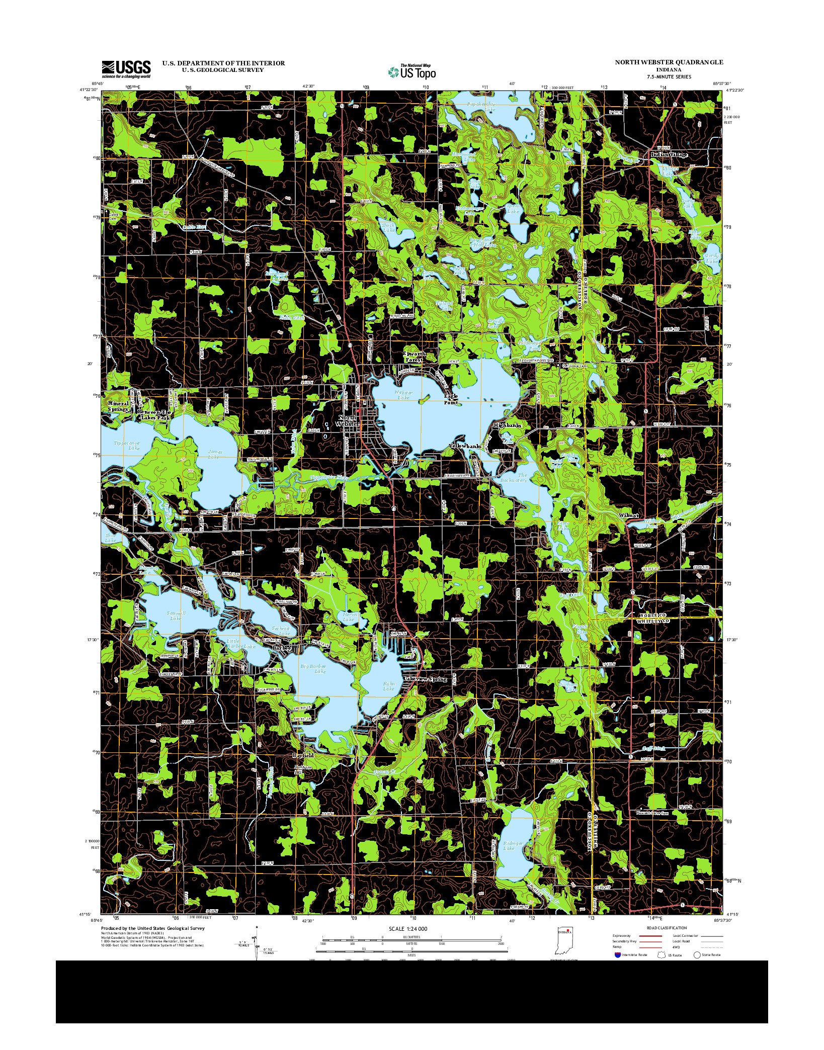 USGS US TOPO 7.5-MINUTE MAP FOR NORTH WEBSTER, IN 2013