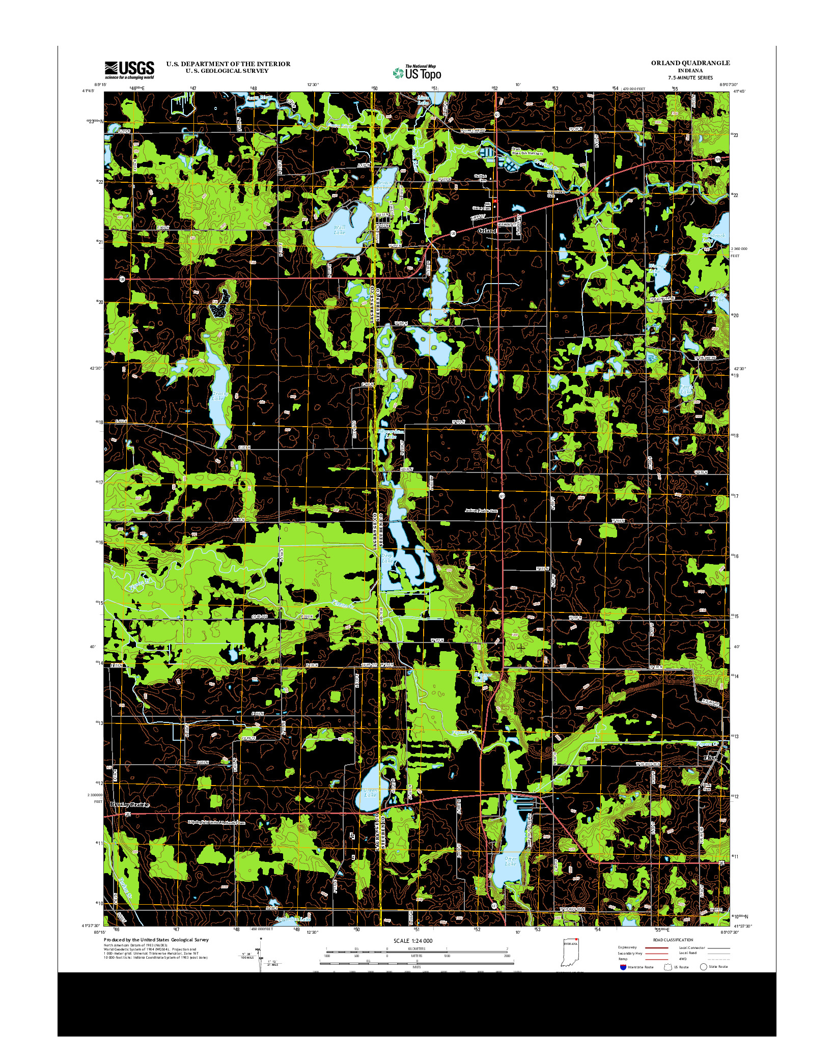 USGS US TOPO 7.5-MINUTE MAP FOR ORLAND, IN 2013