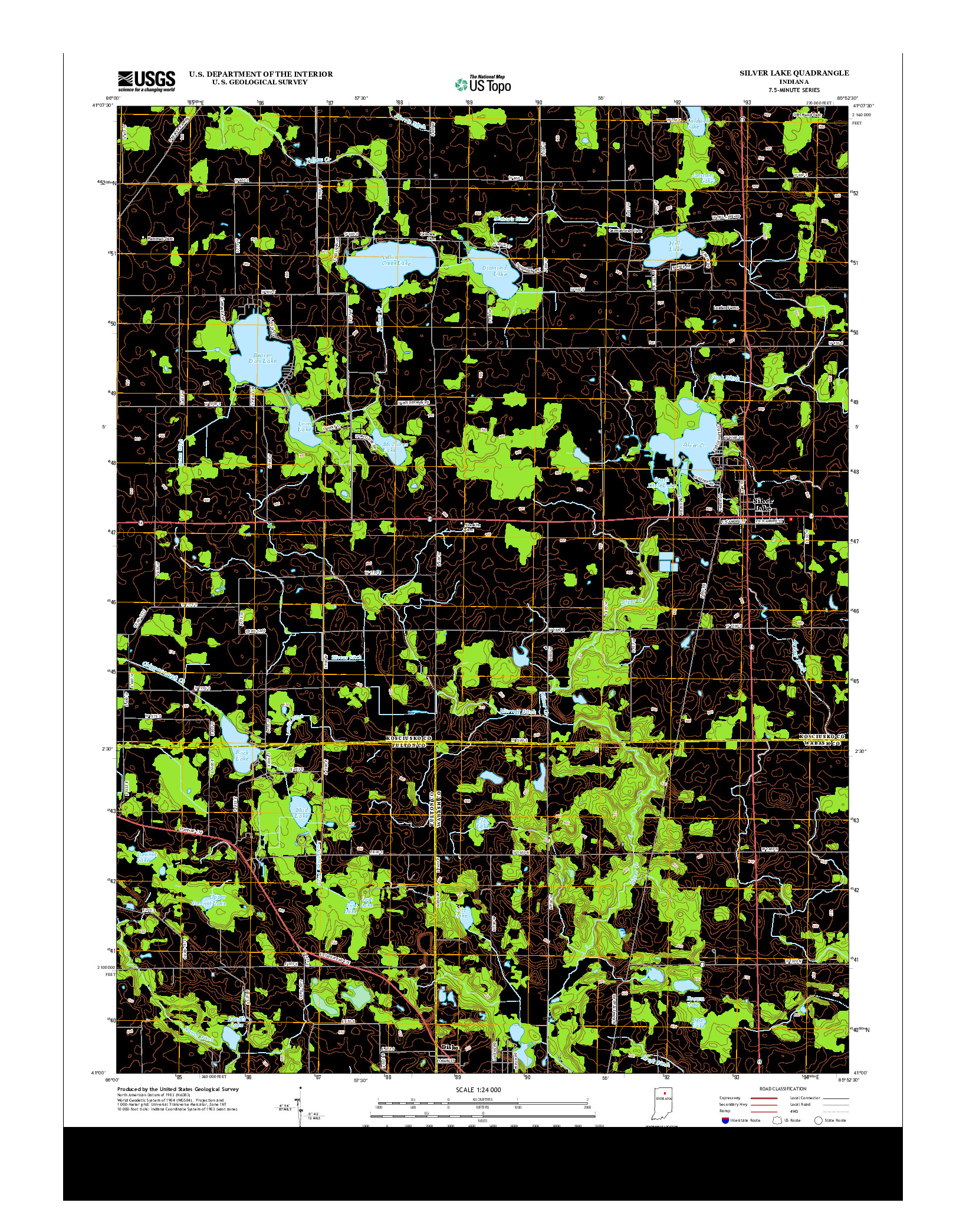 USGS US TOPO 7.5-MINUTE MAP FOR SILVER LAKE, IN 2013