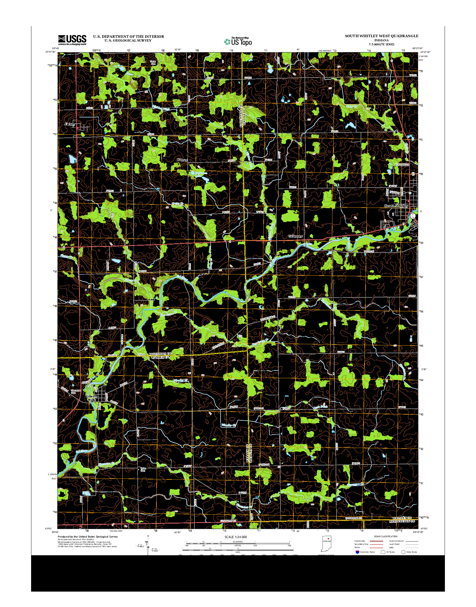 USGS US TOPO 7.5-MINUTE MAP FOR SOUTH WHITLEY WEST, IN 2013