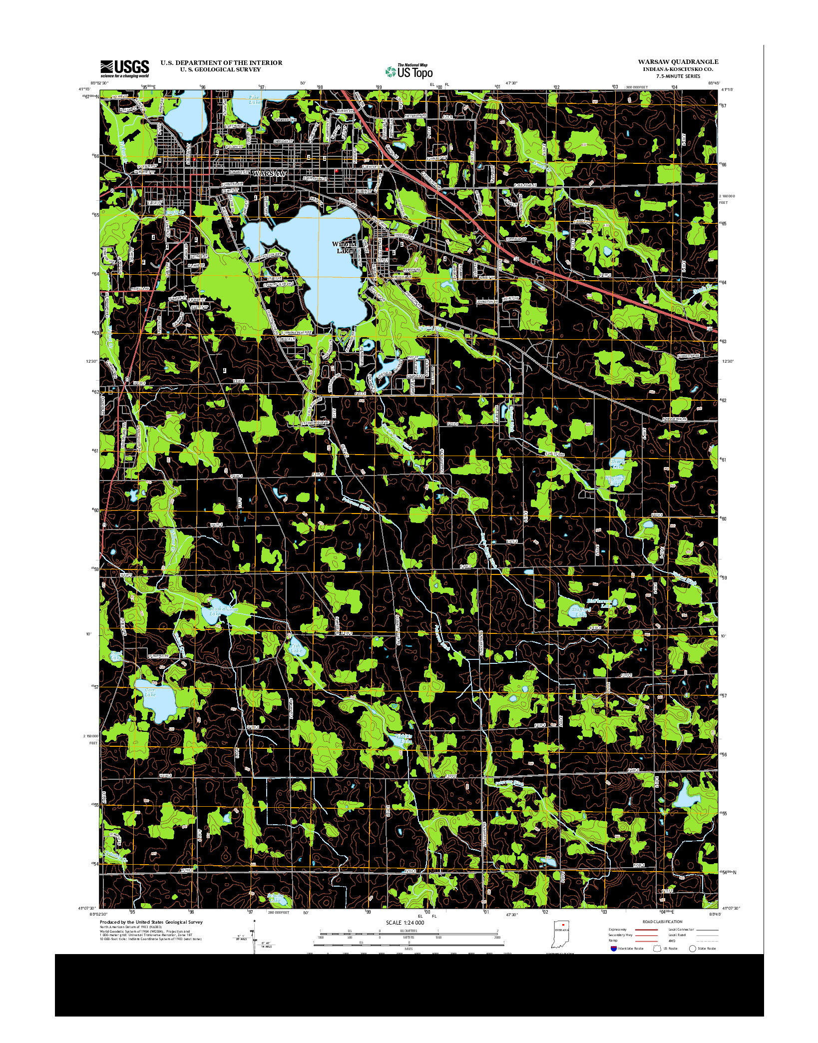 USGS US TOPO 7.5-MINUTE MAP FOR WARSAW, IN 2013