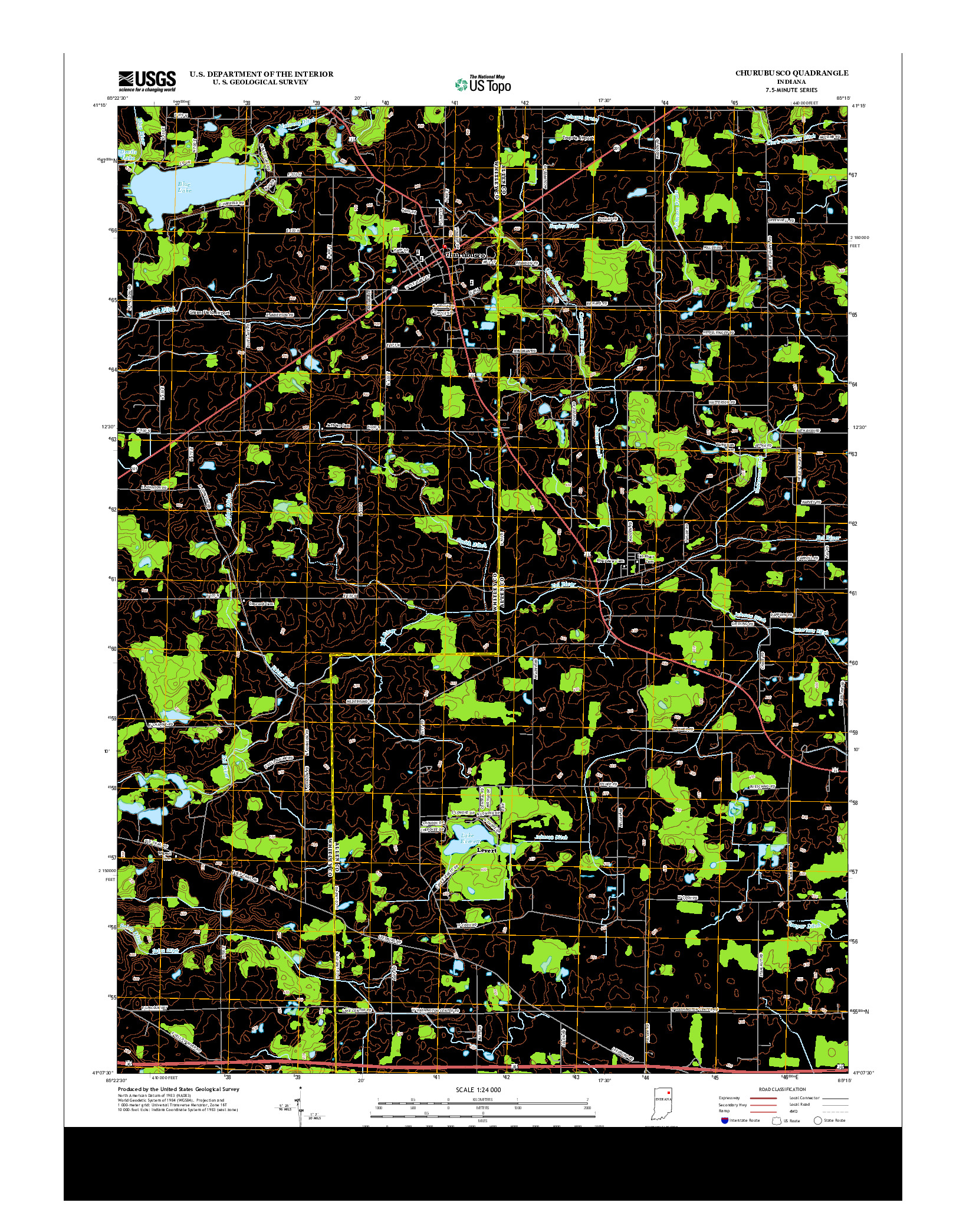 USGS US TOPO 7.5-MINUTE MAP FOR CHURUBUSCO, IN 2013