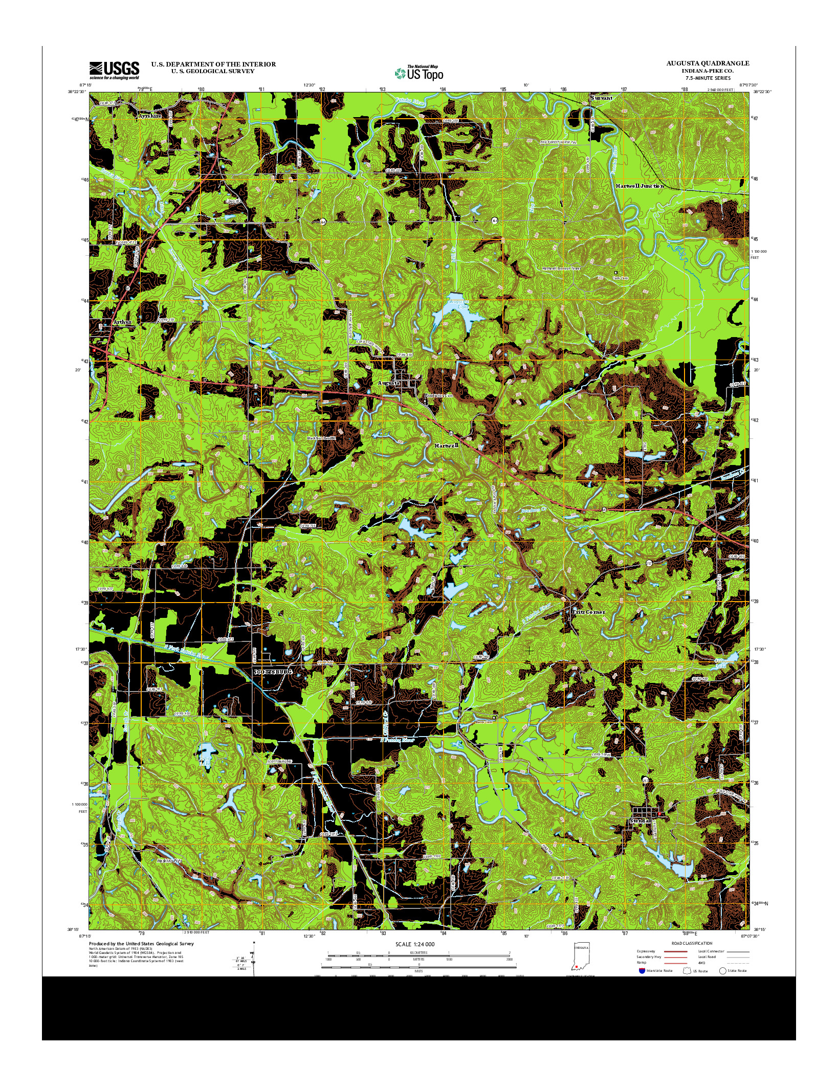 USGS US TOPO 7.5-MINUTE MAP FOR AUGUSTA, IN 2013