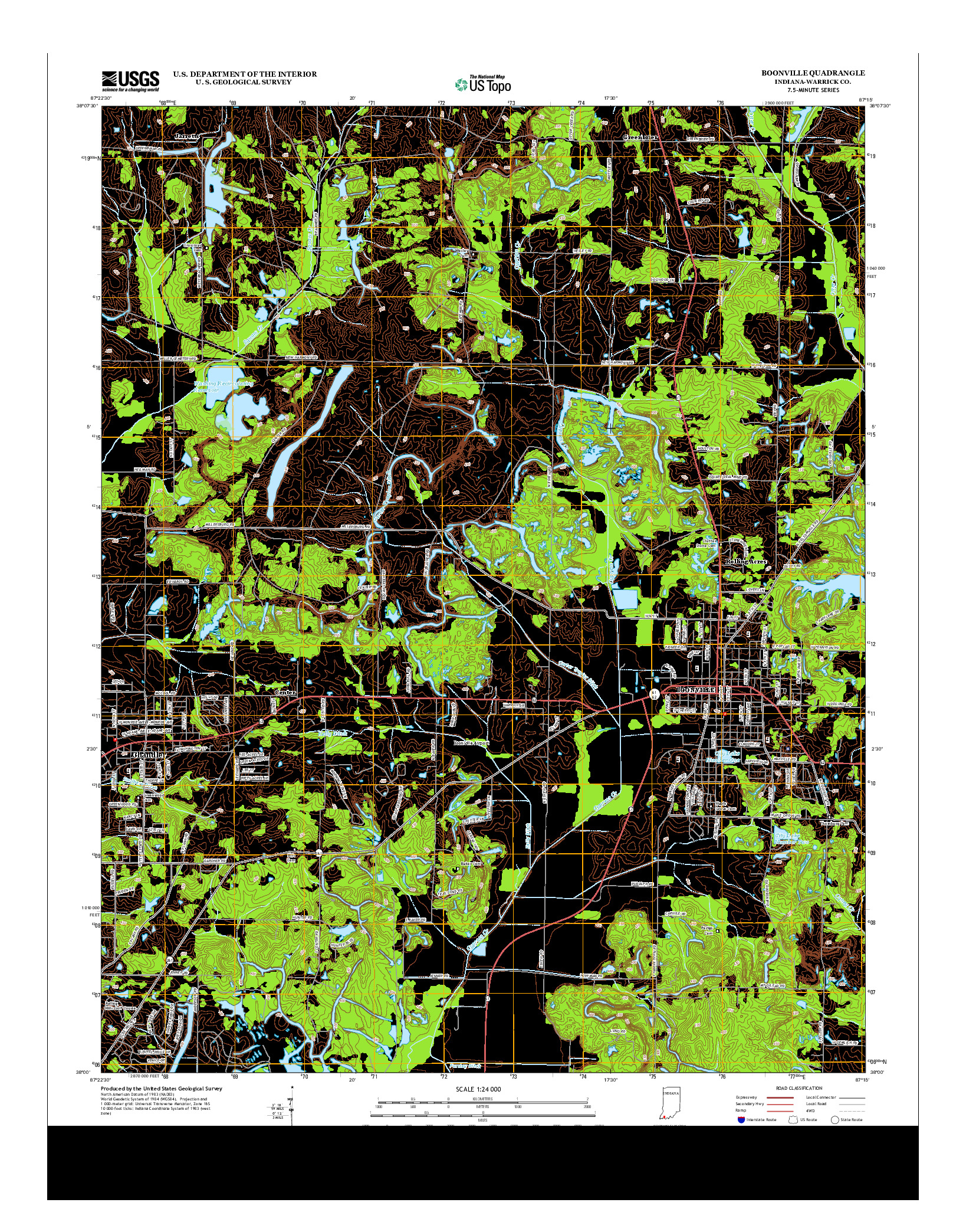 USGS US TOPO 7.5-MINUTE MAP FOR BOONVILLE, IN 2013